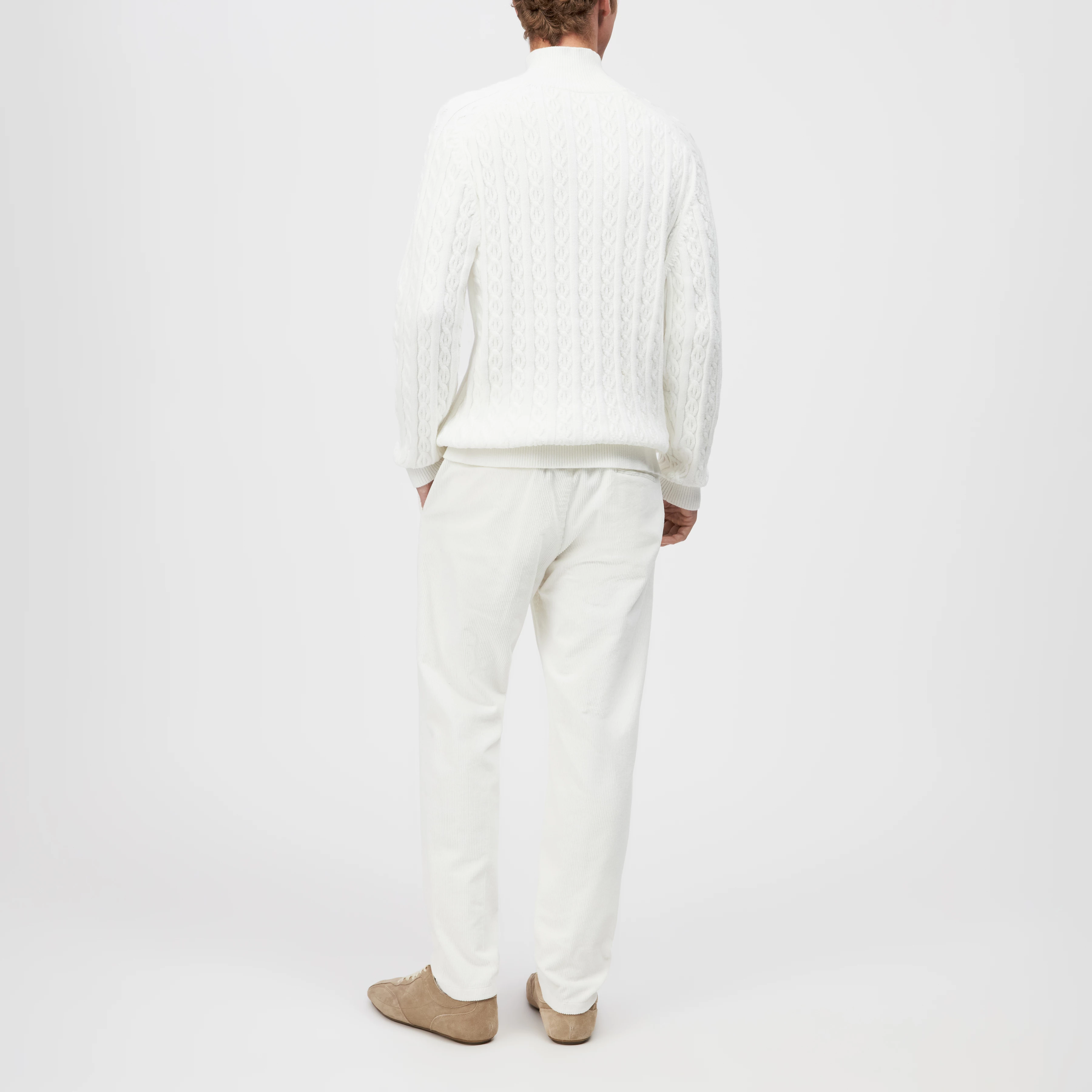 EDDARD - Pullover mit Stehkragen in Baumwoll-Mix - Herren - off white - Rückansicht