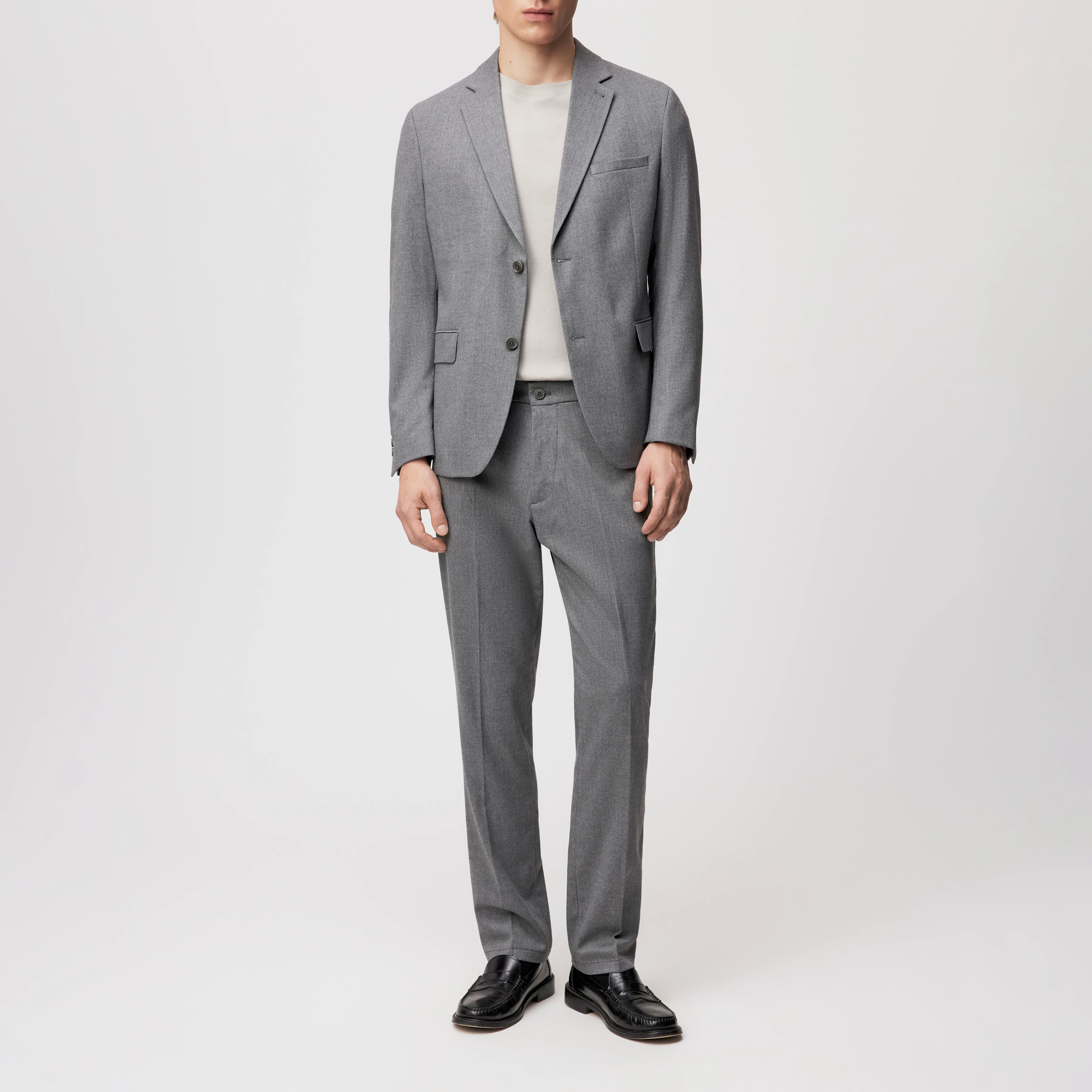 AJEND_RGLR - Konfektionierte Hose in softem Flanell - Herren - grau - Ganzkörper-Frontansicht