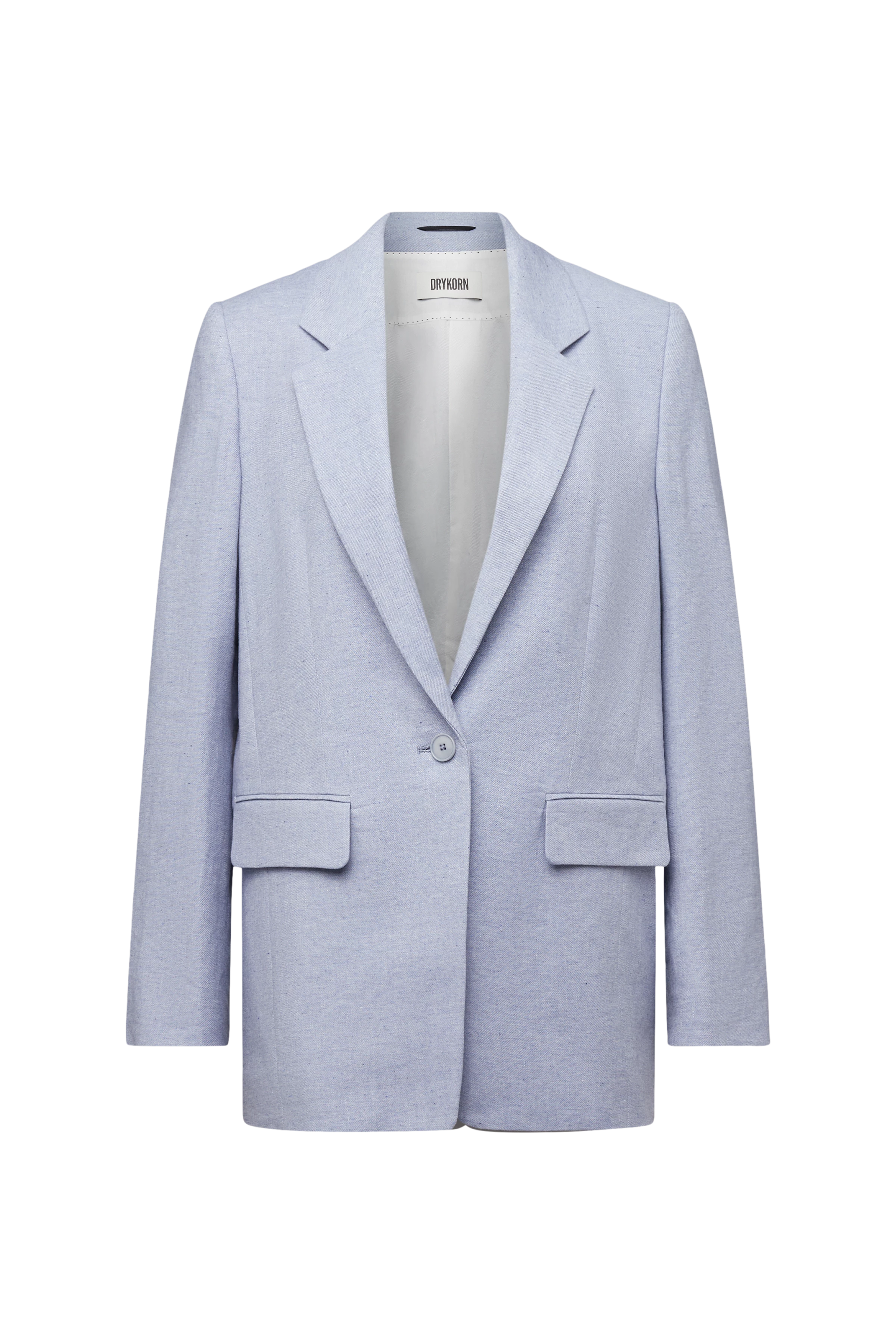 GLENDALE - Boyfriend-blazer in linnen-mix keper. - dames - blauw - Freisteller Frontansicht