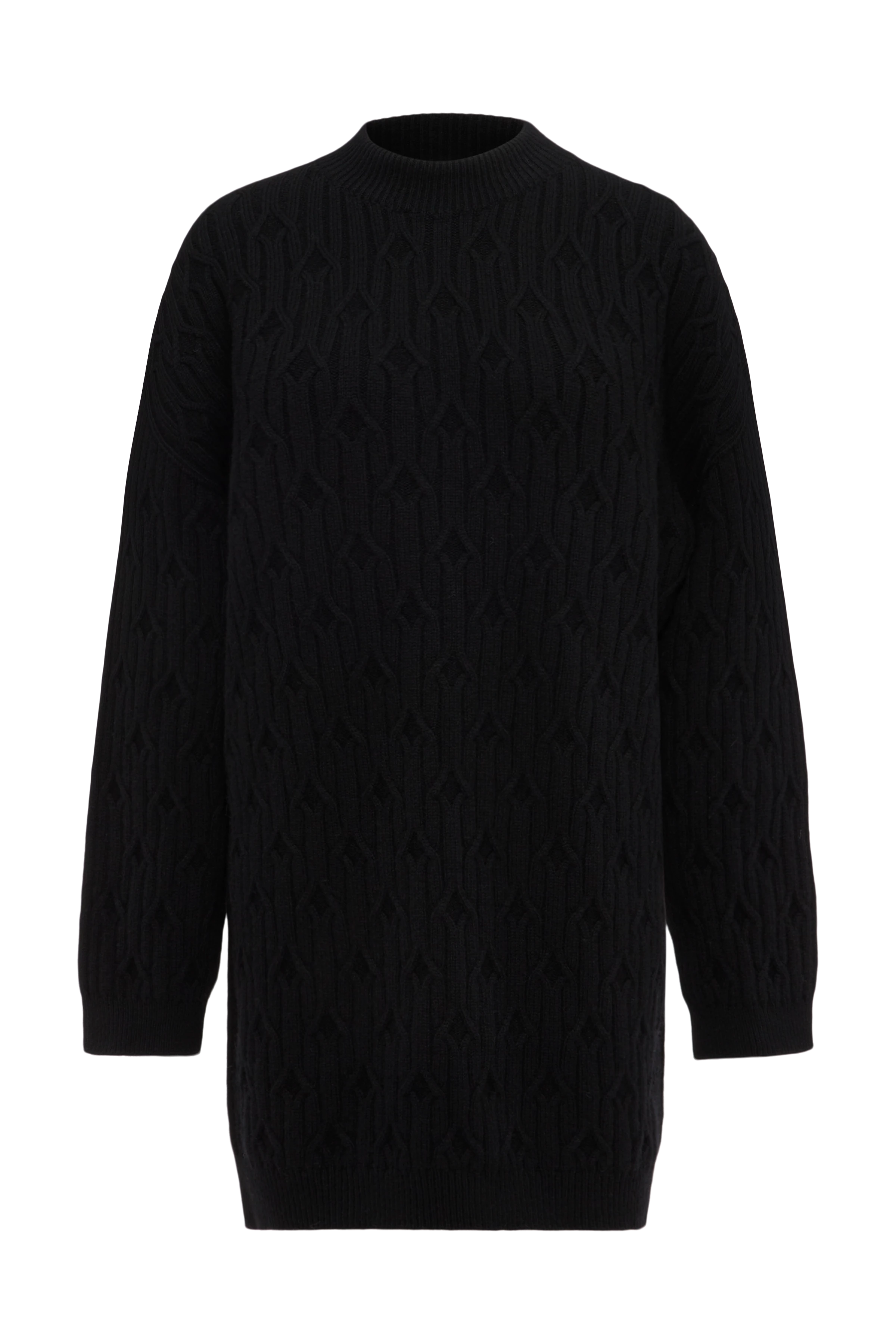 ELSTERI - Strickkleid in Minilänge in Schurwolle - Damen - schwarz - Freisteller Frontansicht