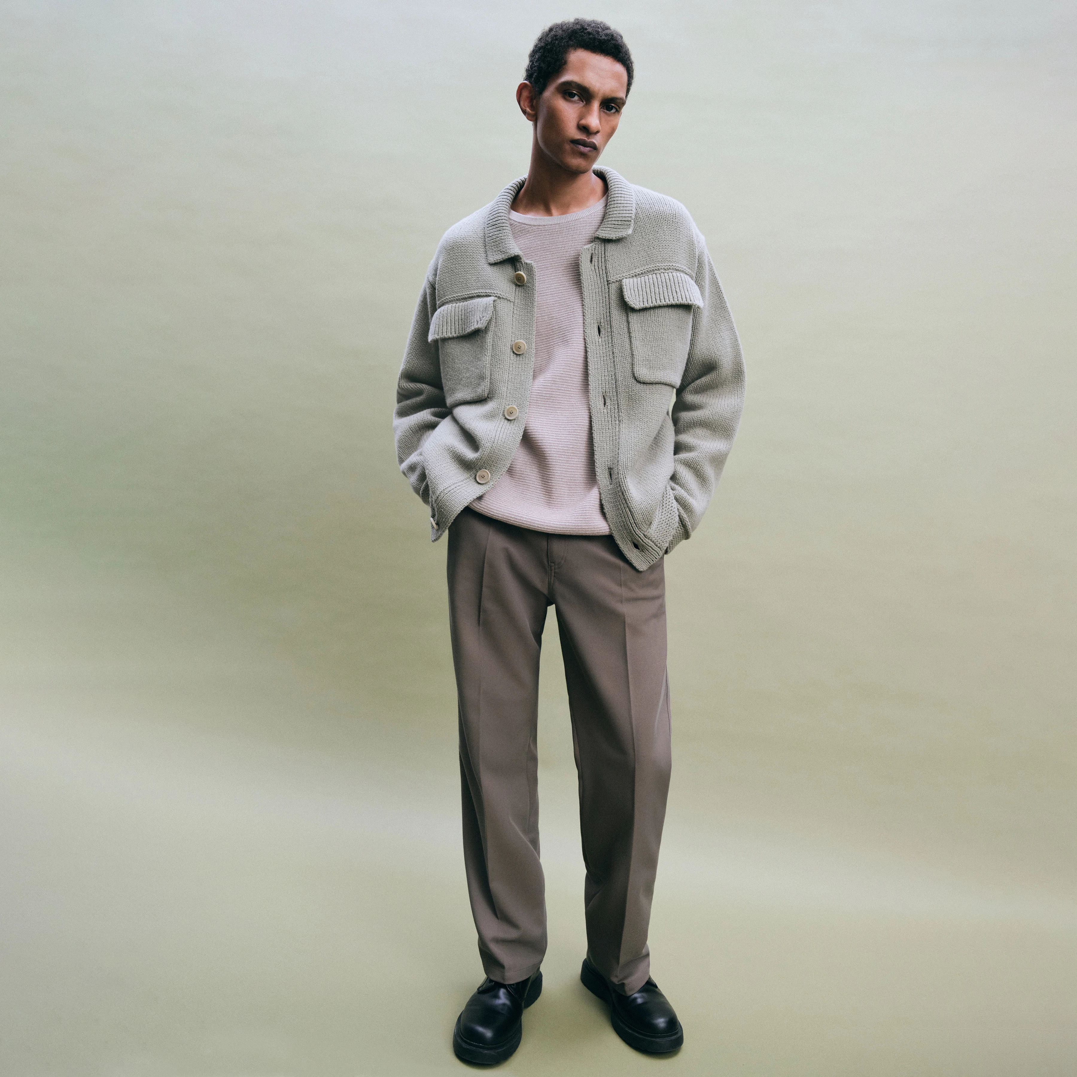 TEDMOND - Strickovershirt in Lammwolle - Herren - grün