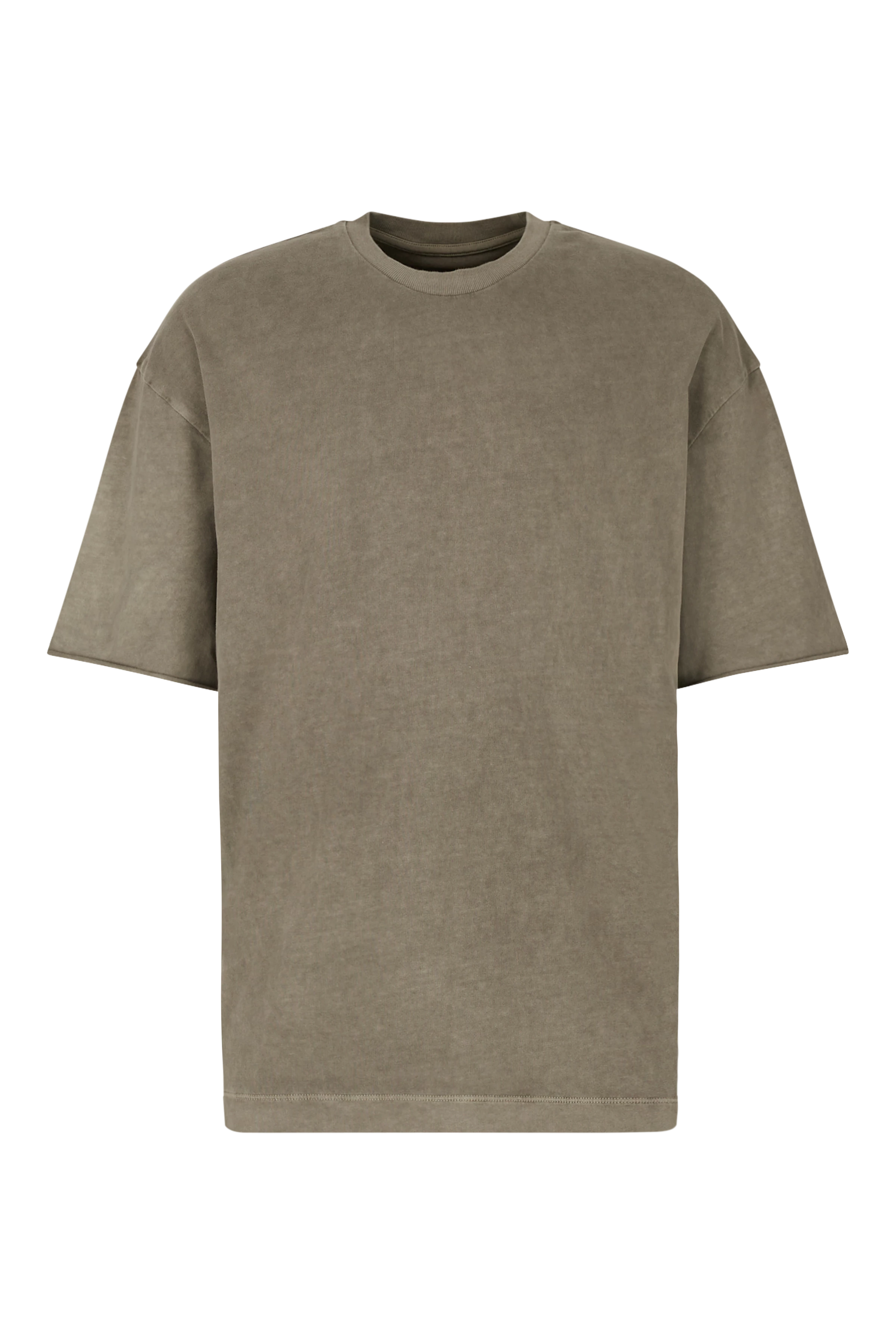 EROS - t-shirt with rolled edge in a washed look - men - green - Freisteller Frontansicht