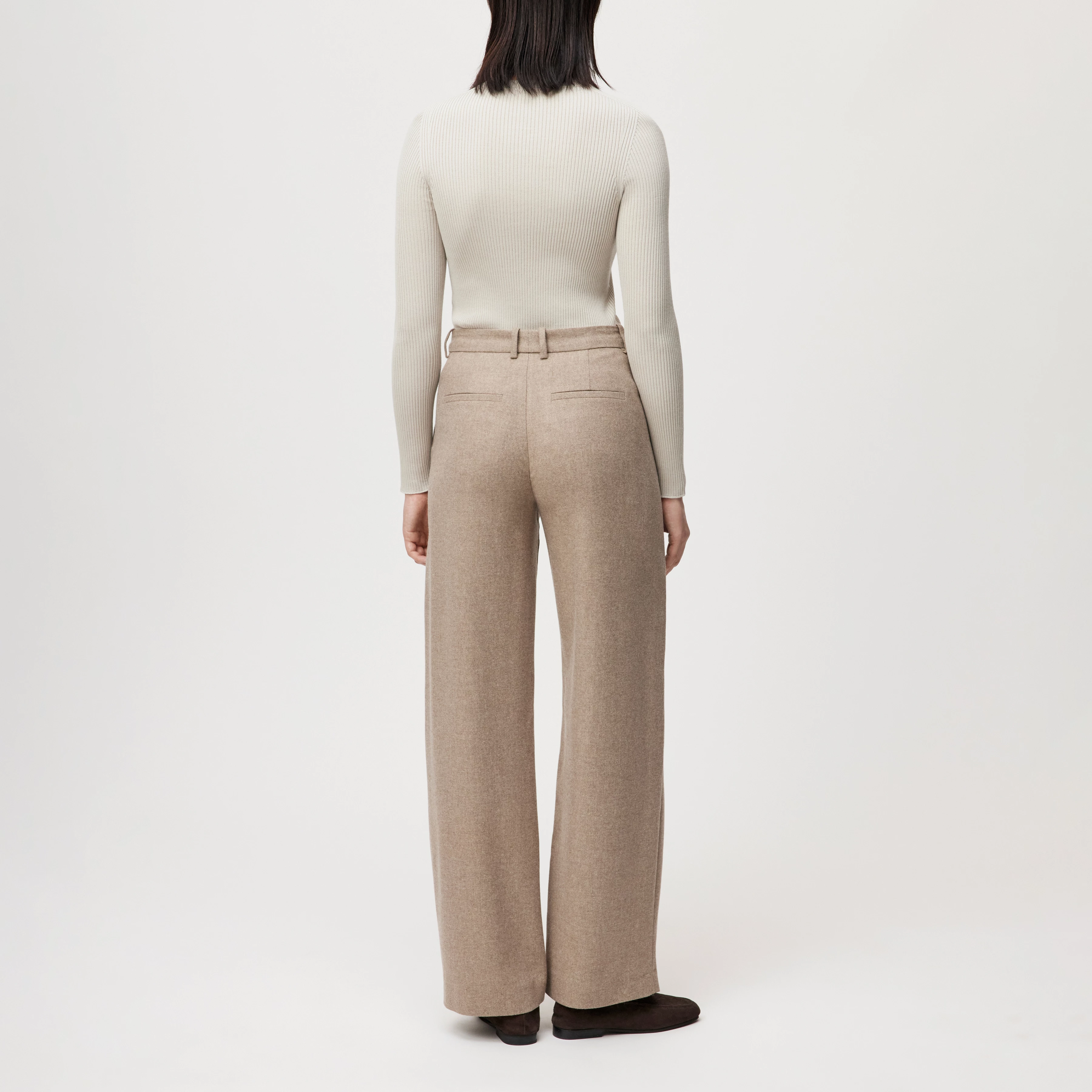 DESK - Hose mit Barrel-Leg in Woll-Mix - Damen - beige - Rückansicht