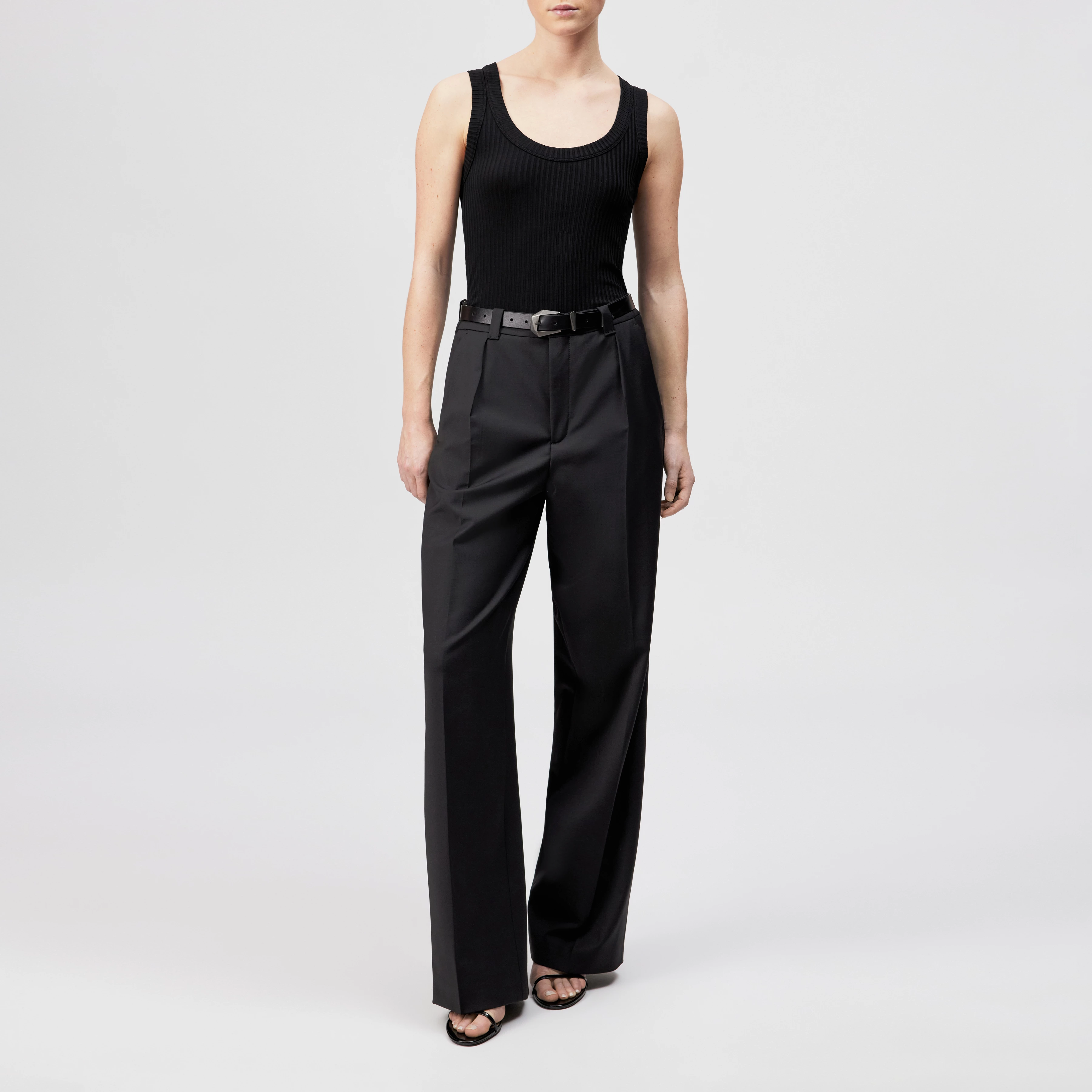 TAVIRA - Ribbed Jersey Tank Top - women - black - Ganzkörper-Frontansicht