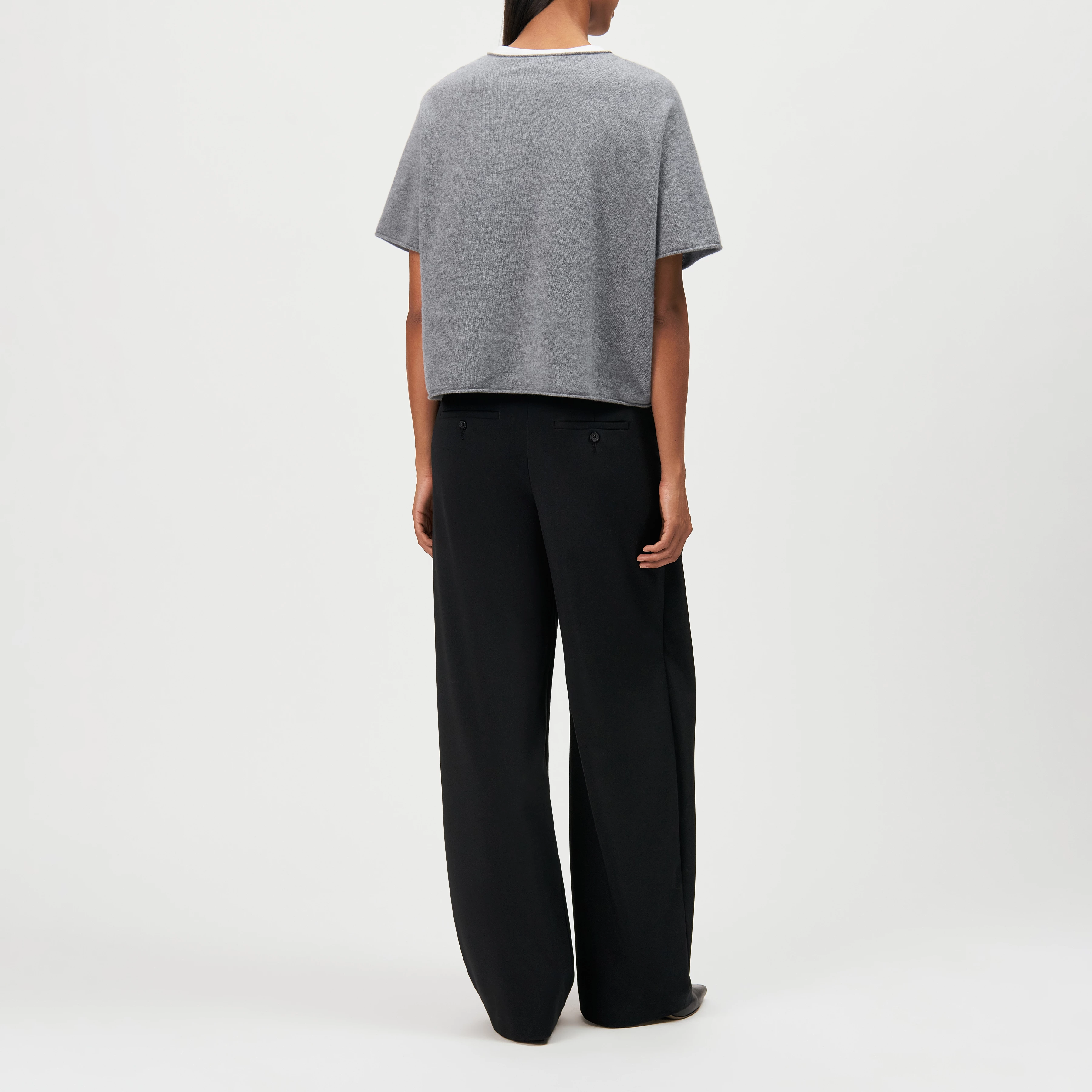 MOENY - Oversized pure cashmere knit T-shirt - women - grey - Rückansicht