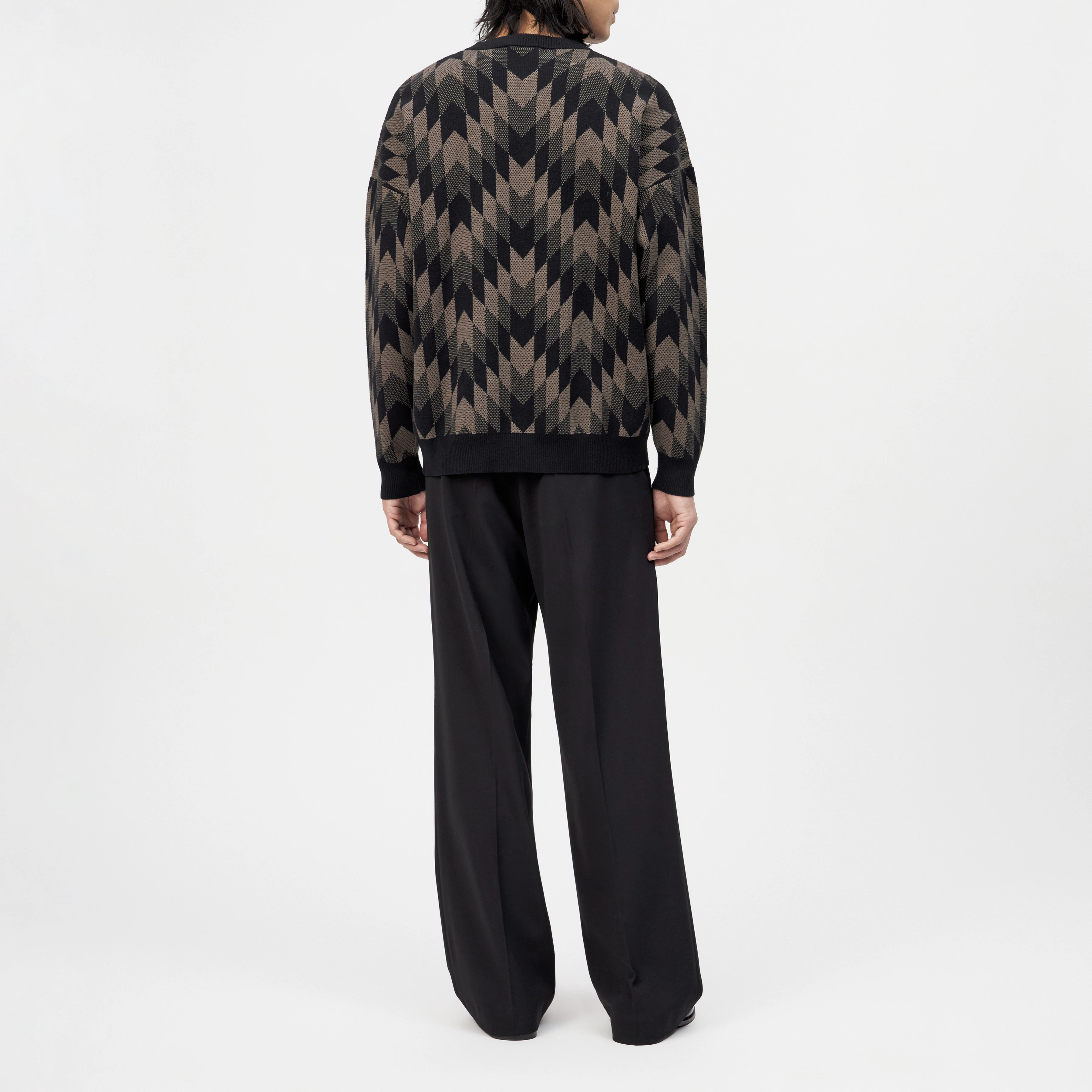 NEELIO - Pullover in Rautenjacquard - Herren - schwarz - Rückansicht