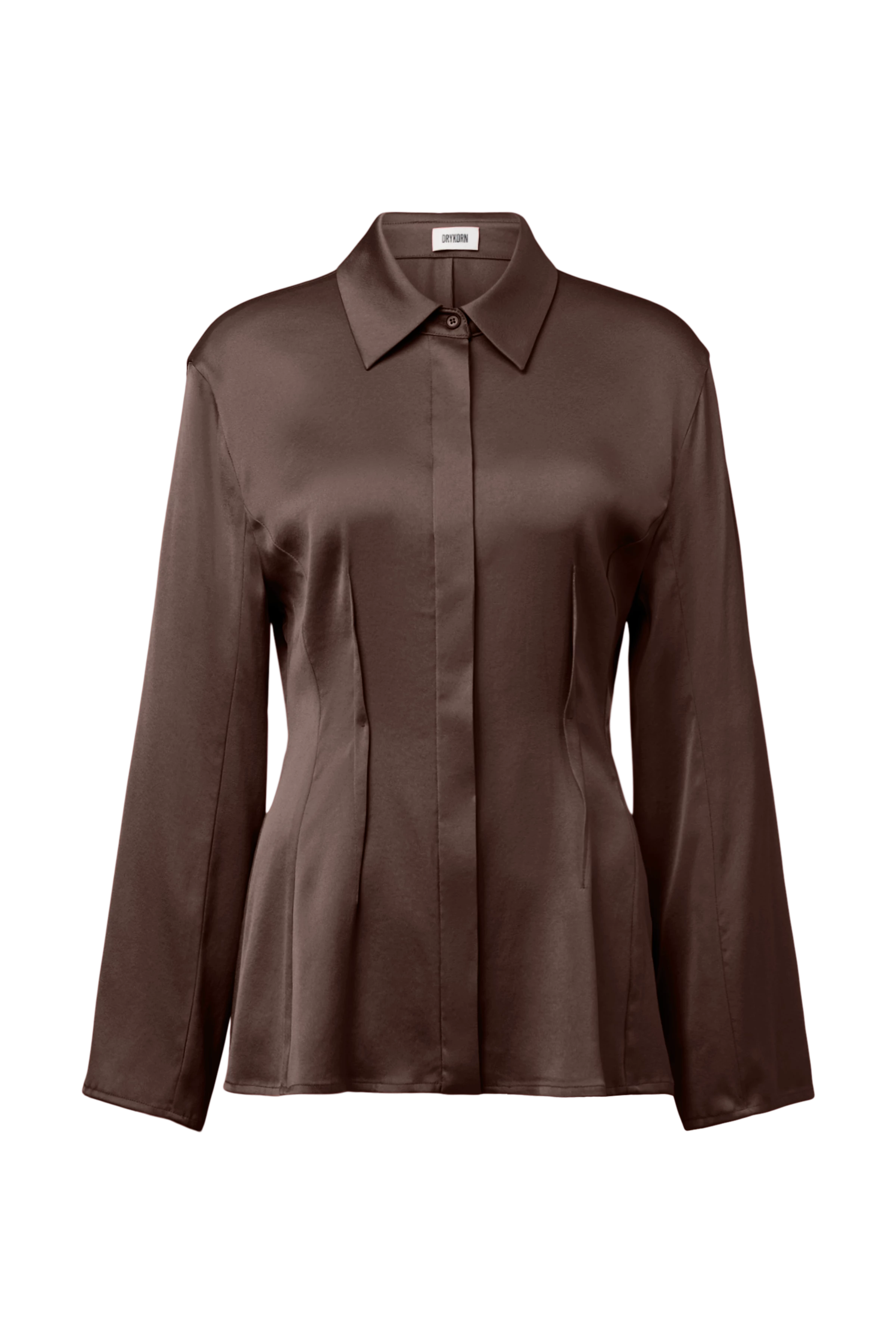 JASIRA - Chemisier cintré en satin fluide - women - marron - Freisteller Frontansicht