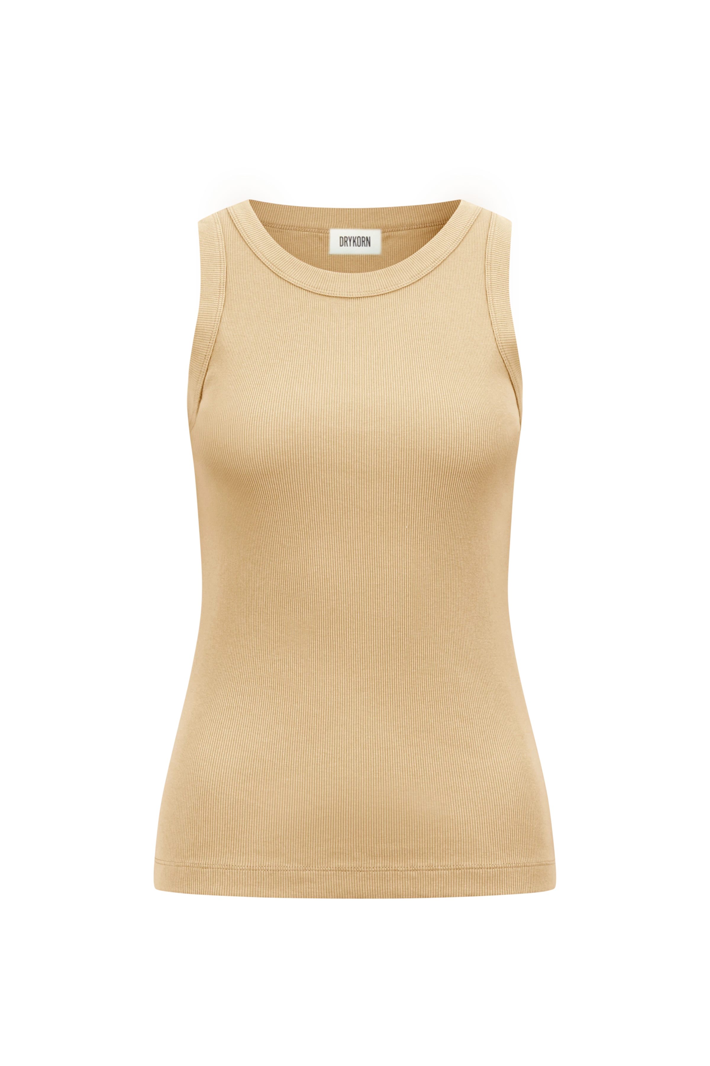 OLINA - Round-neck tank top in cotton rib - women - brown - Freisteller Frontansicht