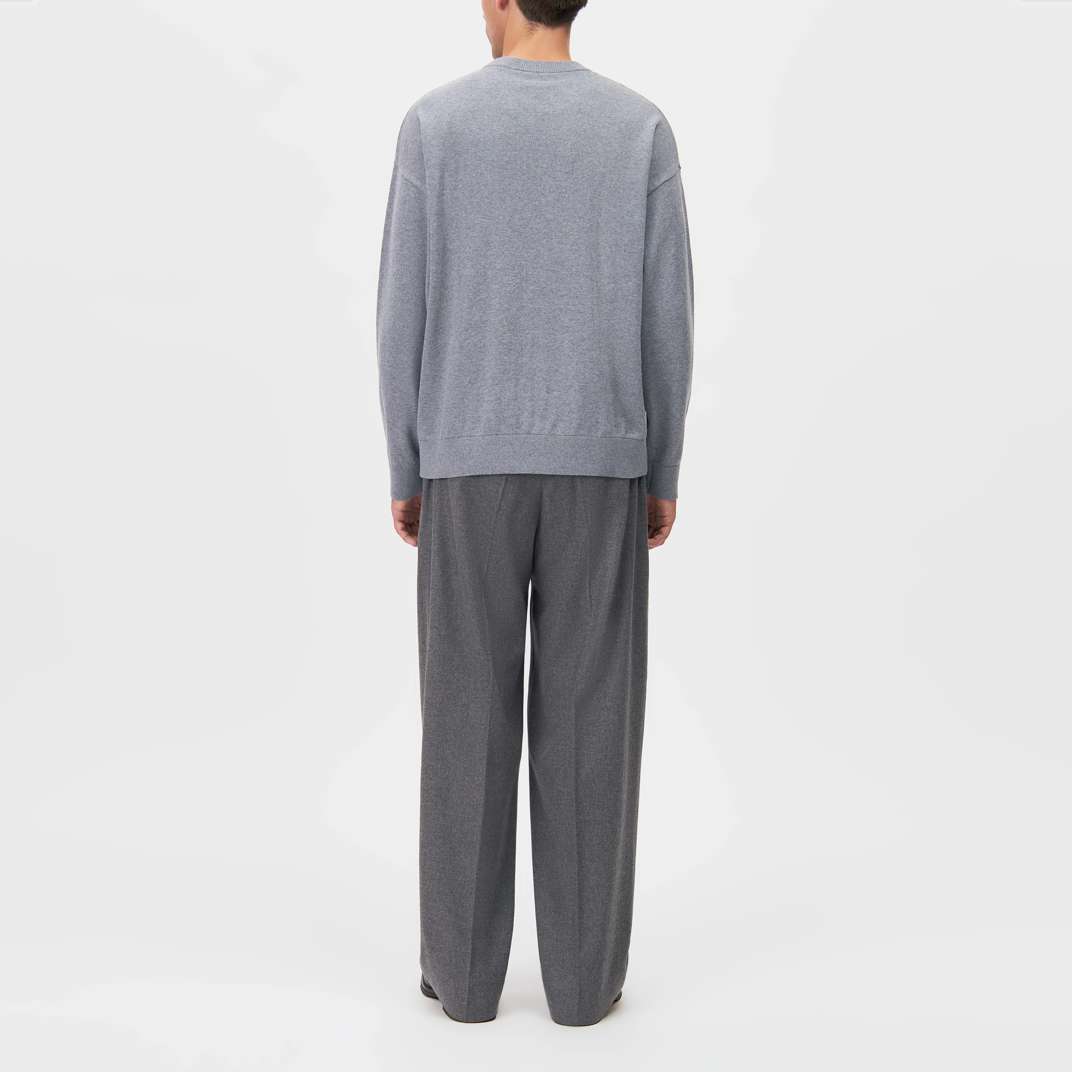 VALDRIK - Rundhals Pullover in boxy fit - Herren - grau - Rückansicht