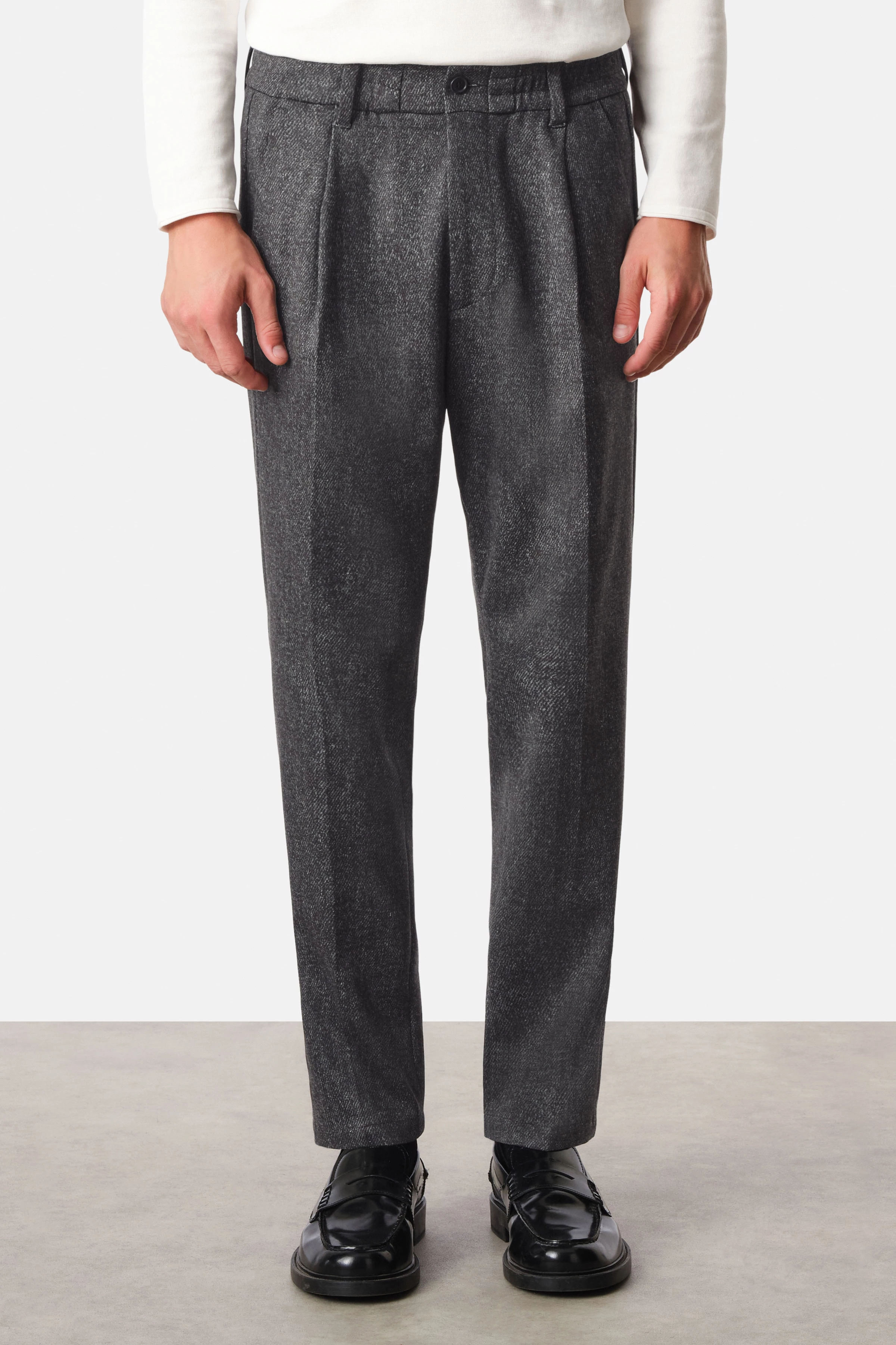 CHASY - casual trousers with pleat in jersey - men - blue - Frontansicht