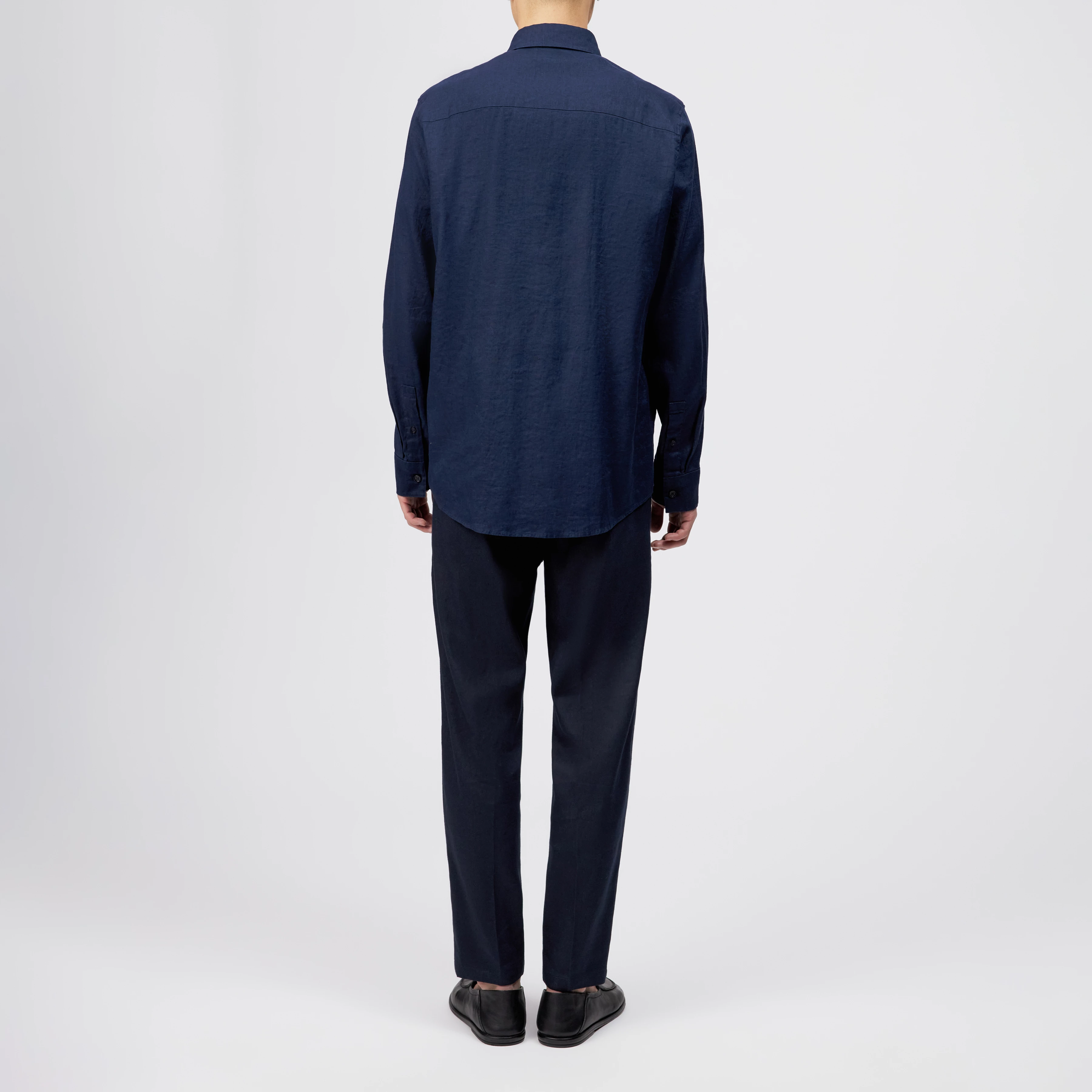 RAMIS - Regular fit shirt in linen-cotton blend - men - blue - Rückansicht