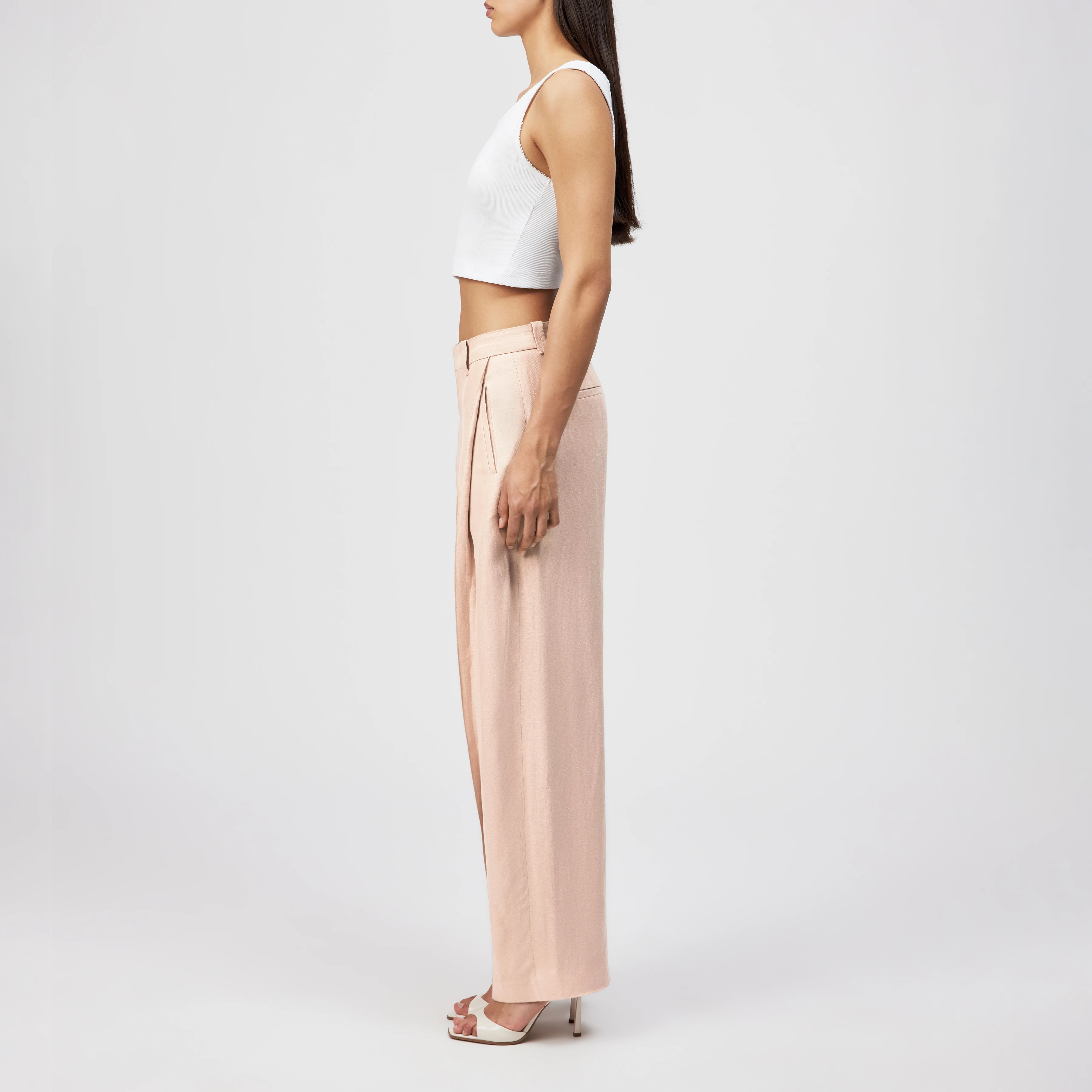 UNPACK - Leinenhose in fließendem Twill - Damen - orange - Seitenansicht