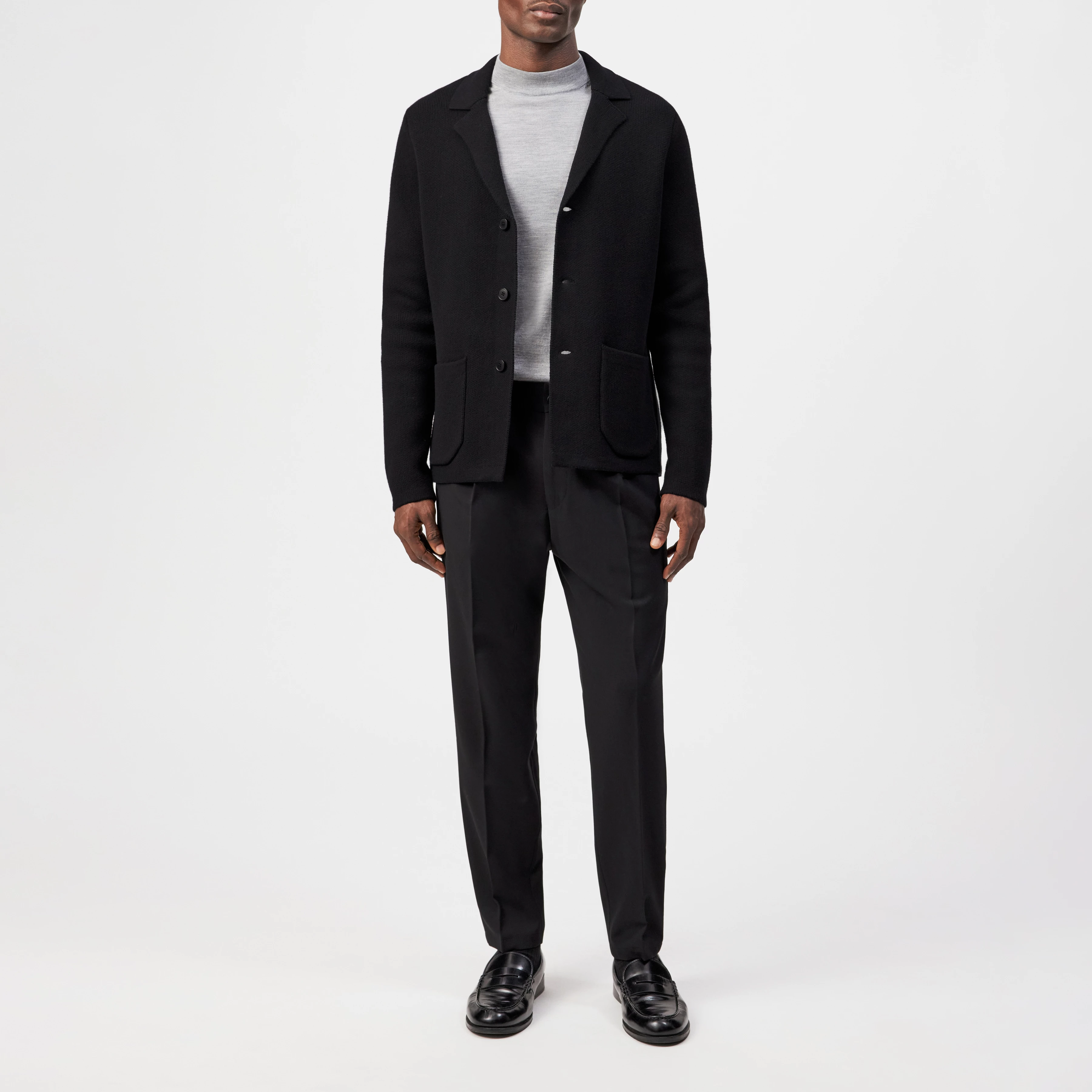 TIMMINO_2 - Cardigan in cotton blend - men - Natural Aluminium - Ganzkörper-Frontansicht