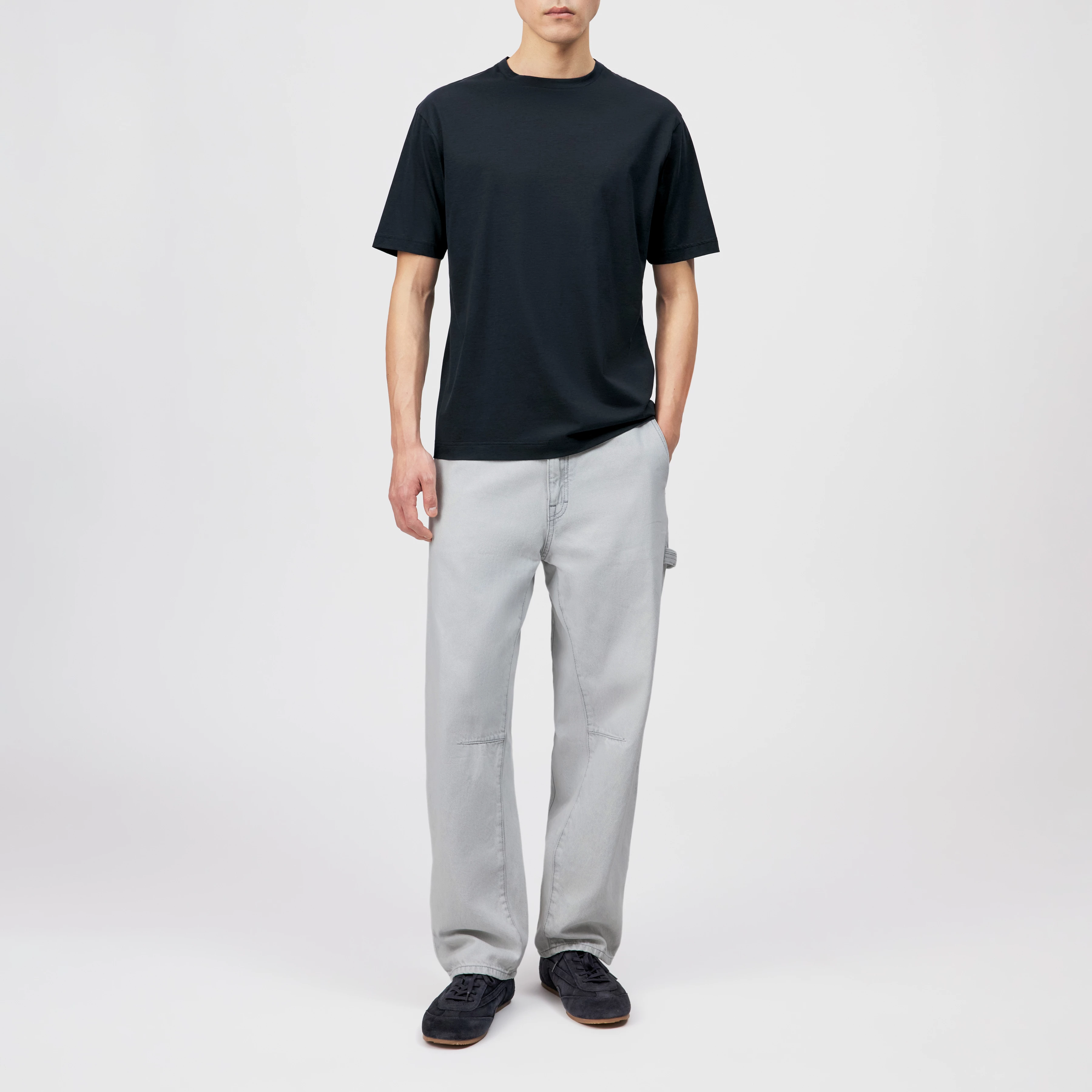 GILBERD - T-shirt in blended cotton modal - men - blue - Ganzkörper-Frontansicht