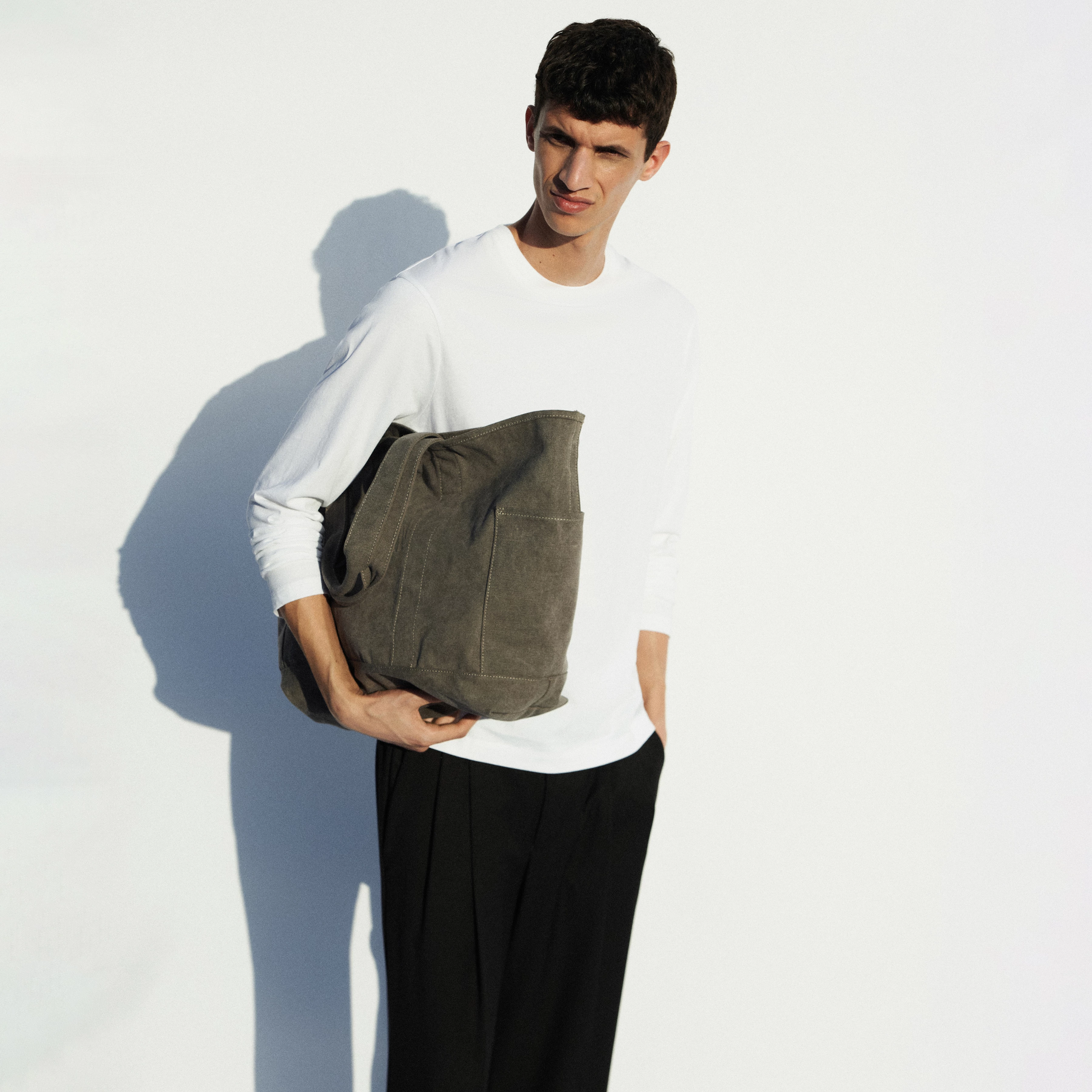 JELON - Spacious cotton shopper with vintage look - unisex - grey