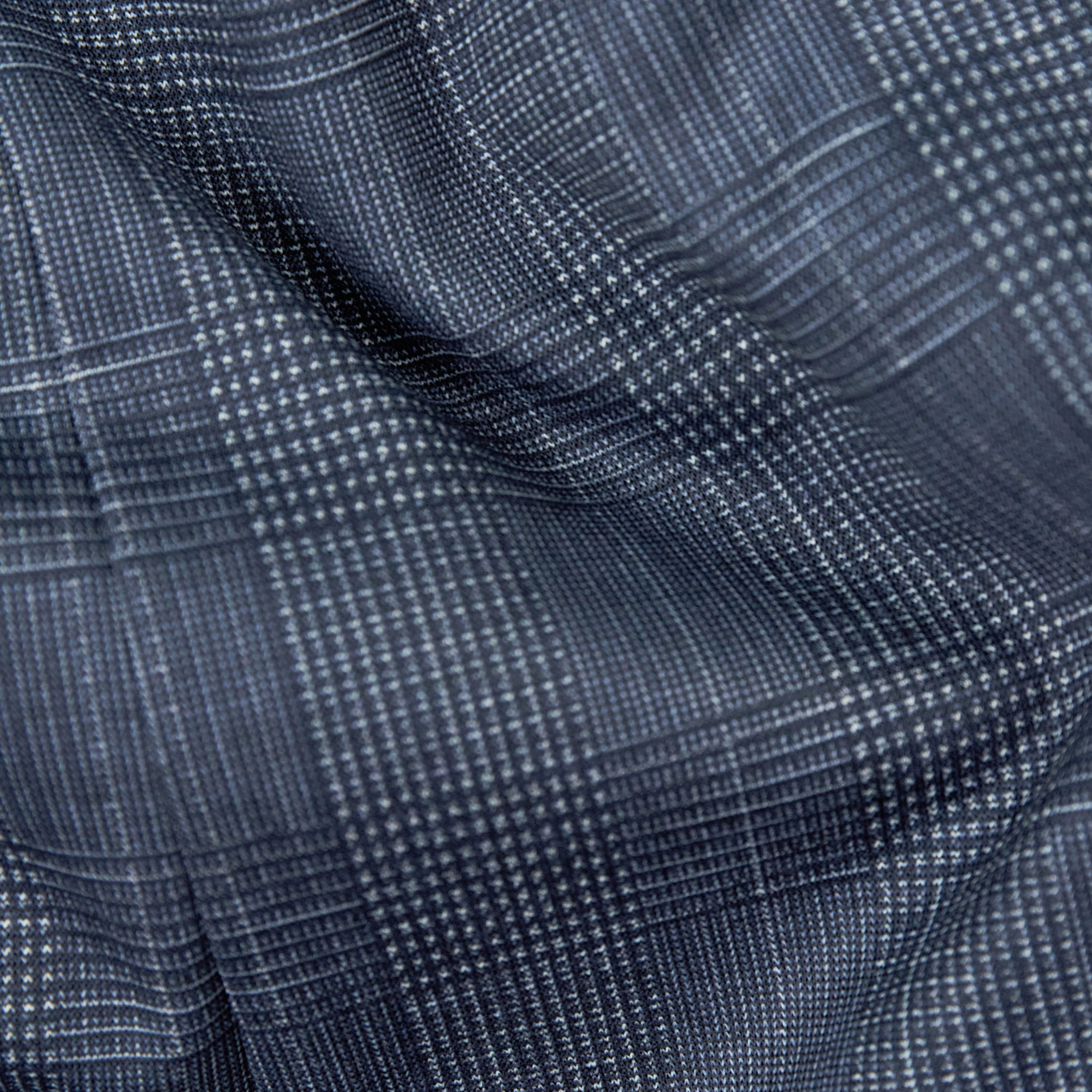 CATORY - Regular-fit colbert in ruitjesjersey - heren - blauw - Materialbild (B2C)