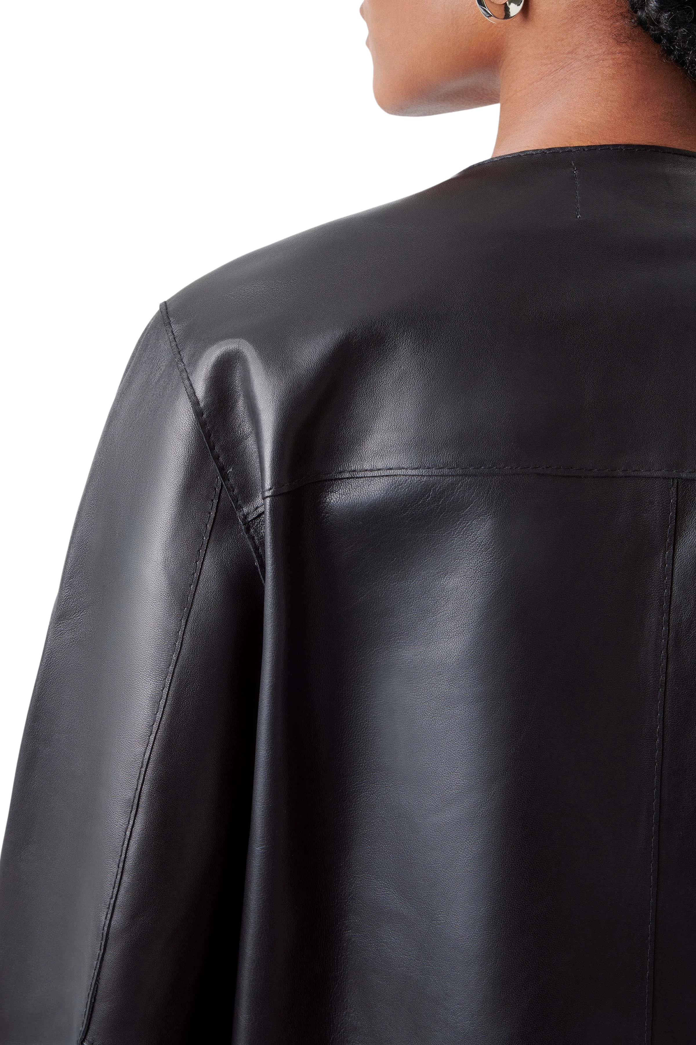 BROMHAM - Veste de biker réduite en cuir nappa doux - women - noir - Detailansicht am Model