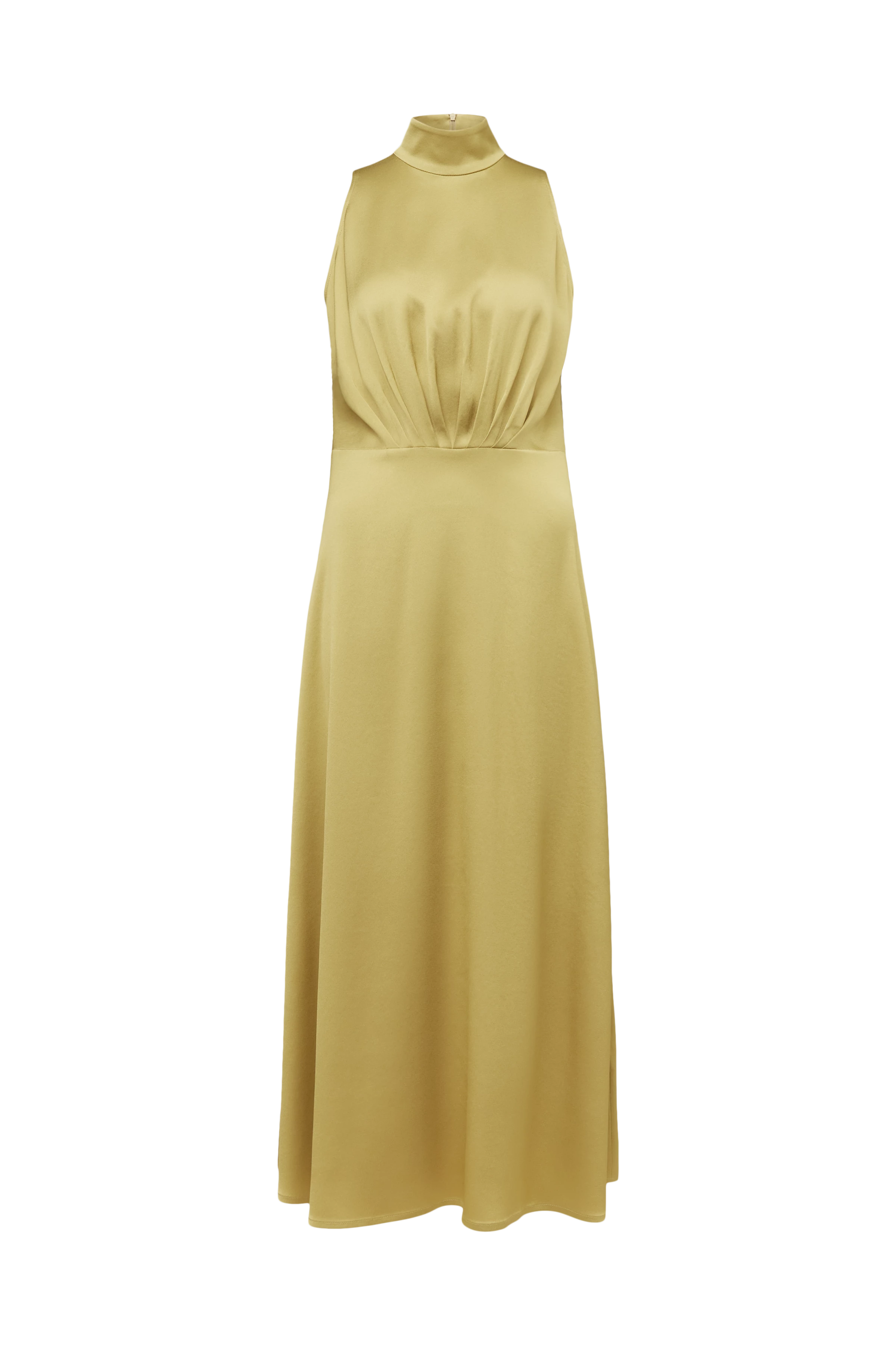 AMABEL - Satin maxi dress with stand-up collar - women - brown - Freisteller Frontansicht