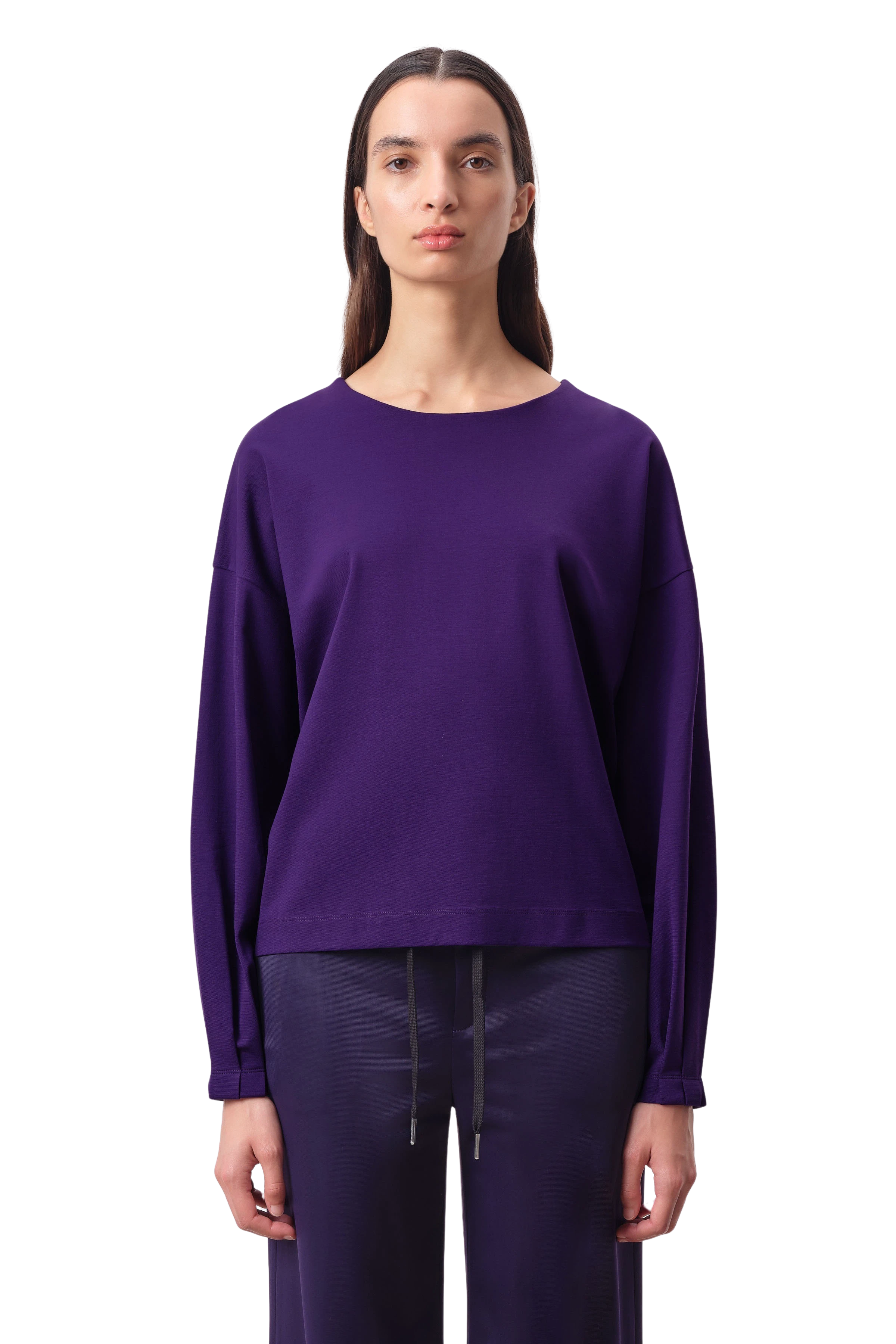 GADESSY - Long sleeve with scoop neckline in clean jersey - women - purple - Frontansicht