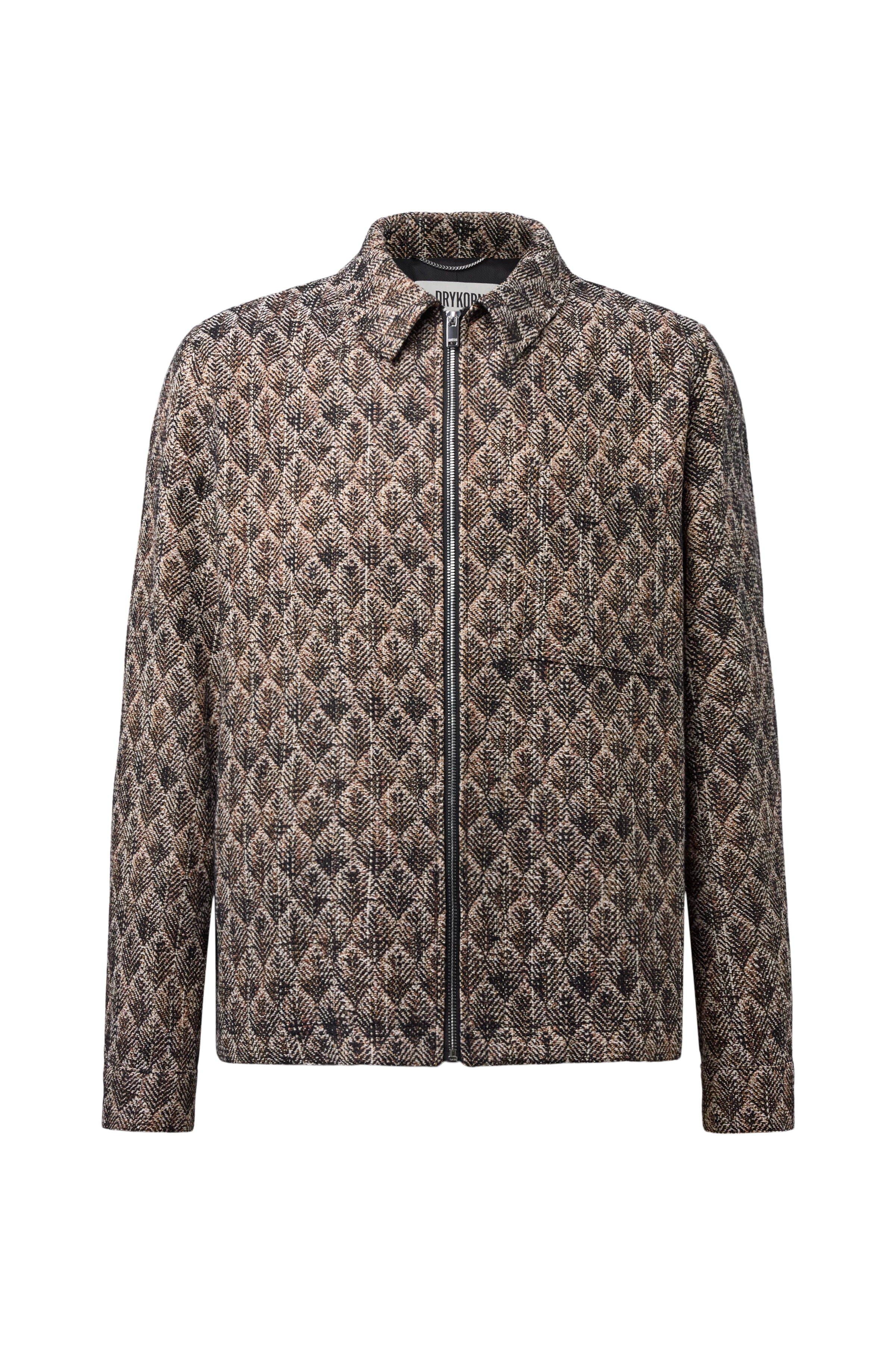 JERSON - Regular Fit Zip Jacket in Cotton Blend - men - brown - Freisteller Frontansicht