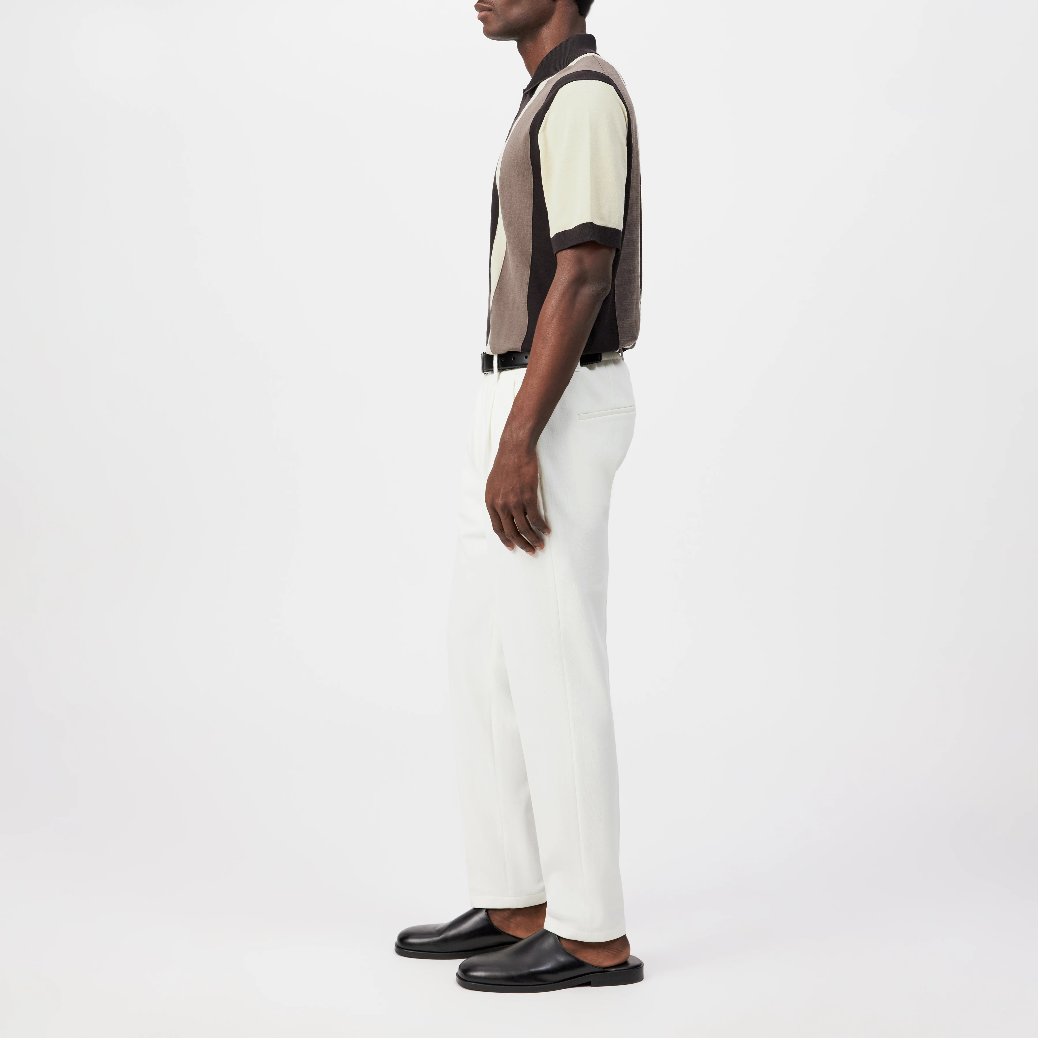 TAMIAN - Pure cotton block stripe polo shirt - men - brown - Seitenansicht