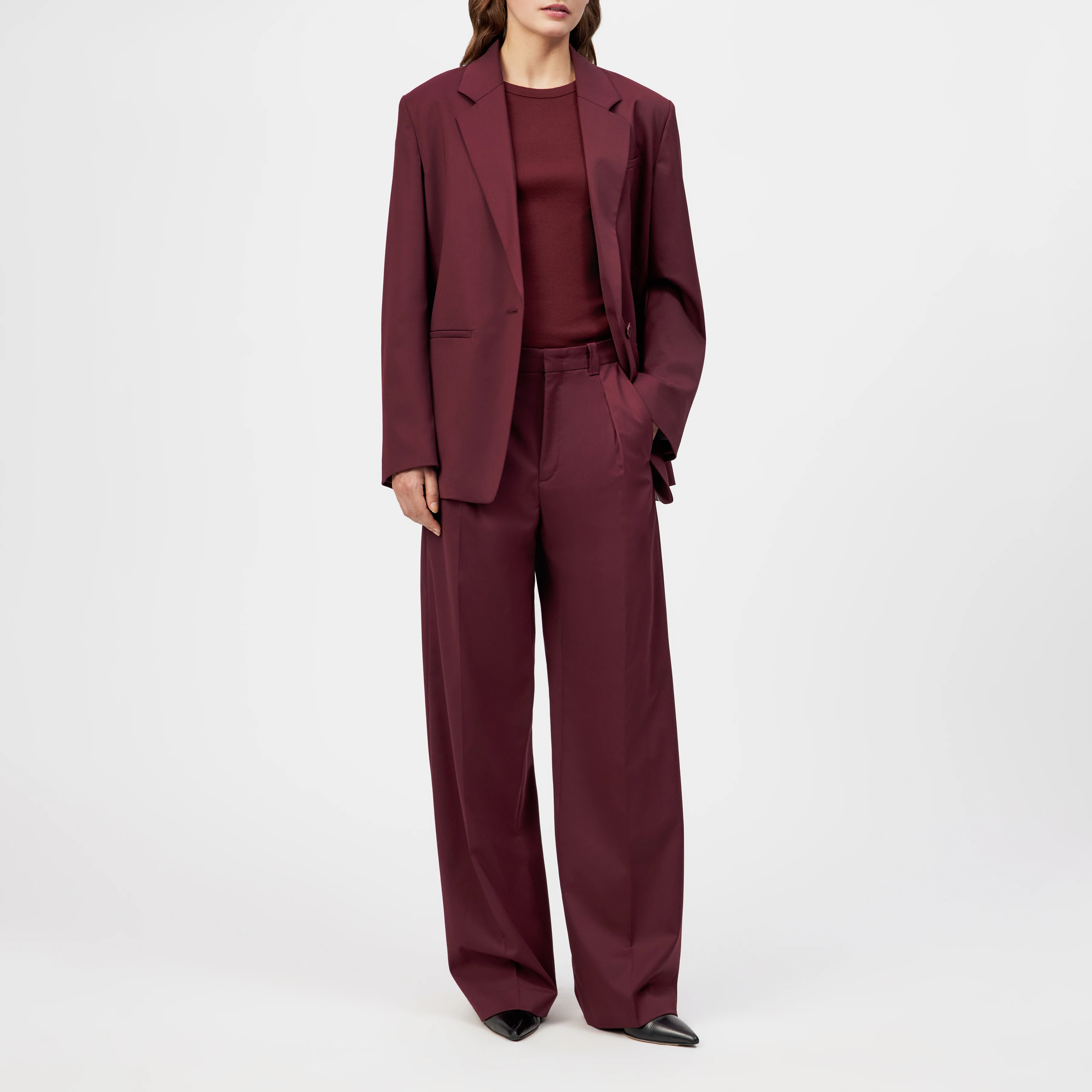 ADUCT - Tailored Pants mit geradem Bein in Woll-Mix - Damen - rot - Ganzkörper-Frontansicht
