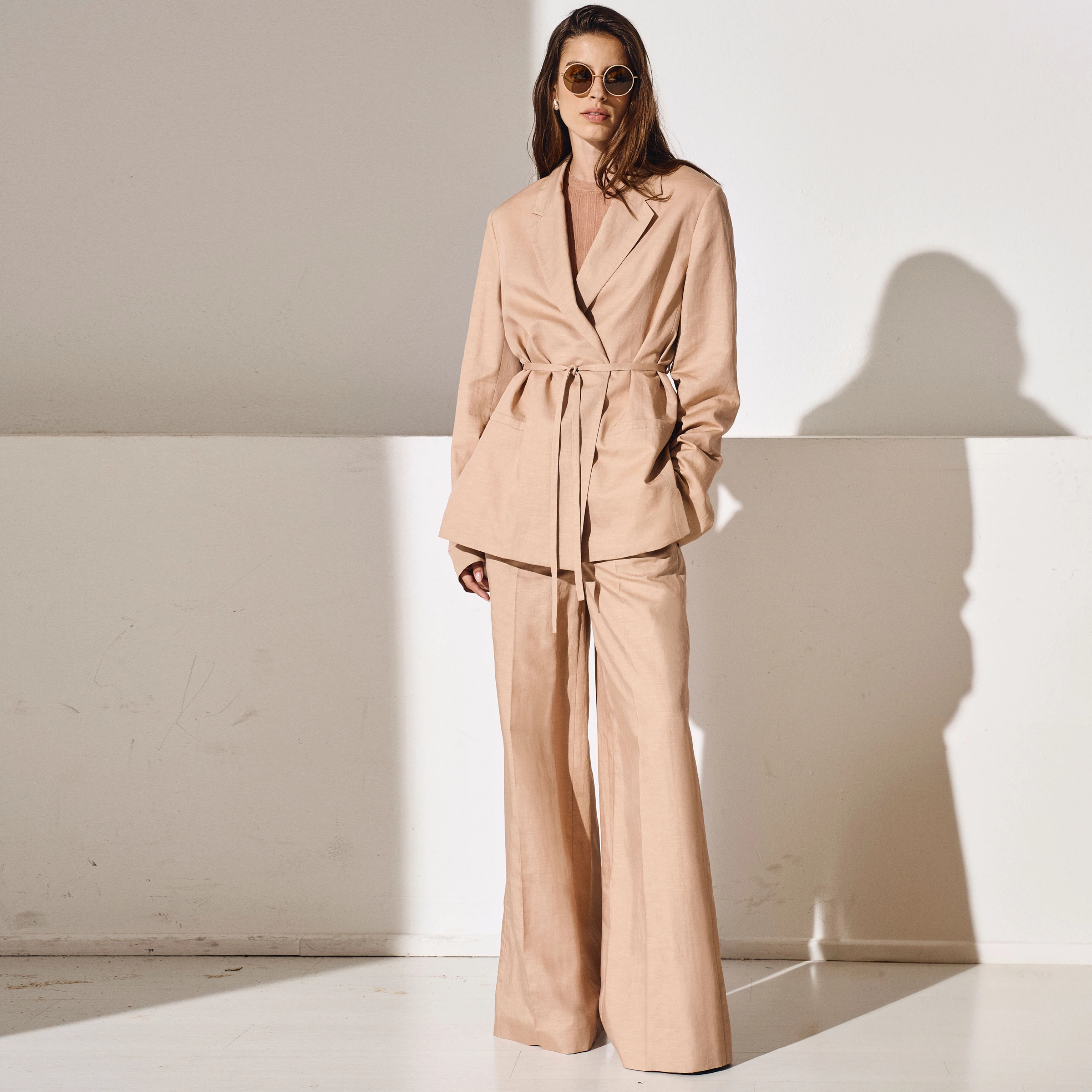 AQUITE - Linen-blend Marlene trousers - women - orange