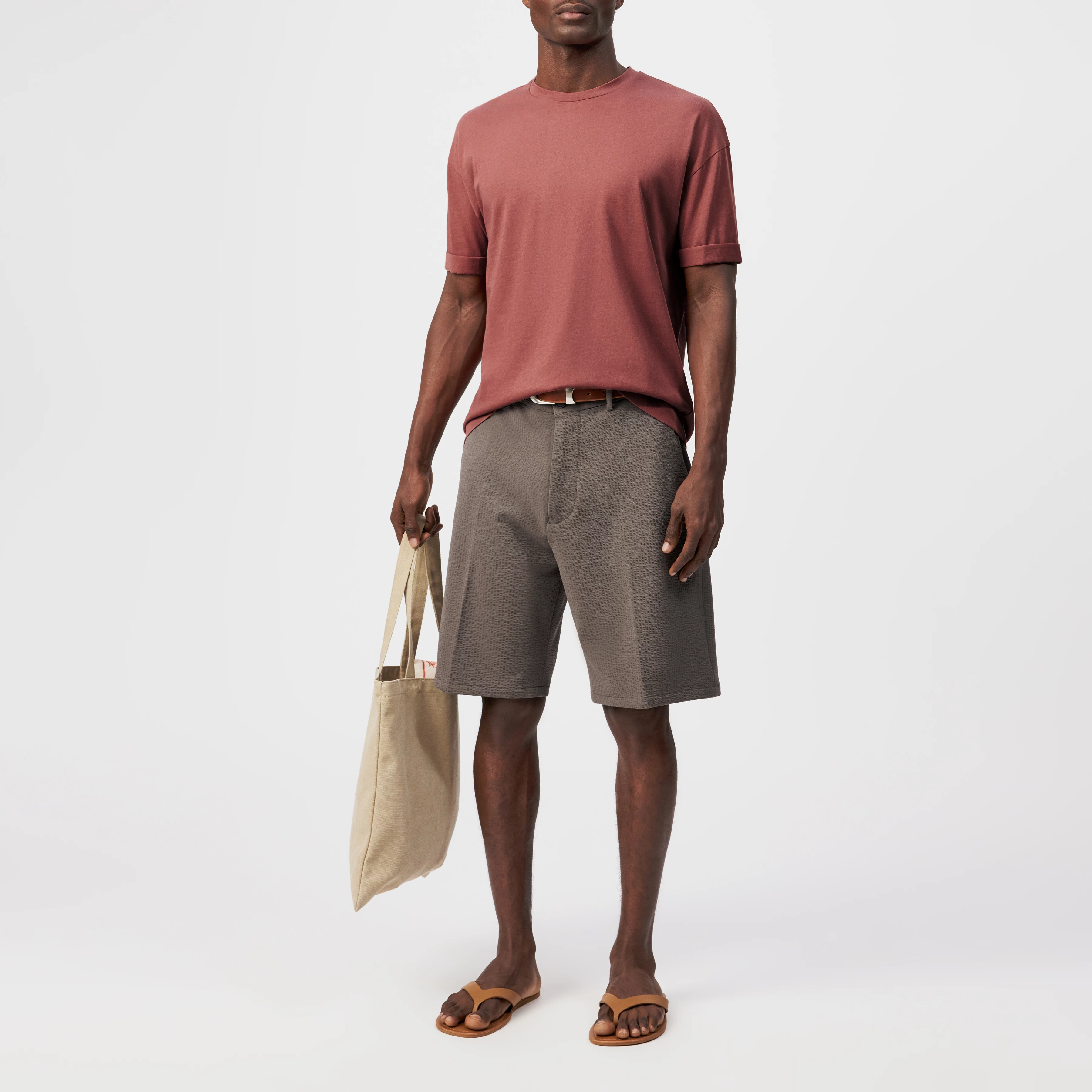 THILO - Relaxed fit T-shirt in pure cotton - men - orange - Ganzkörper-Frontansicht