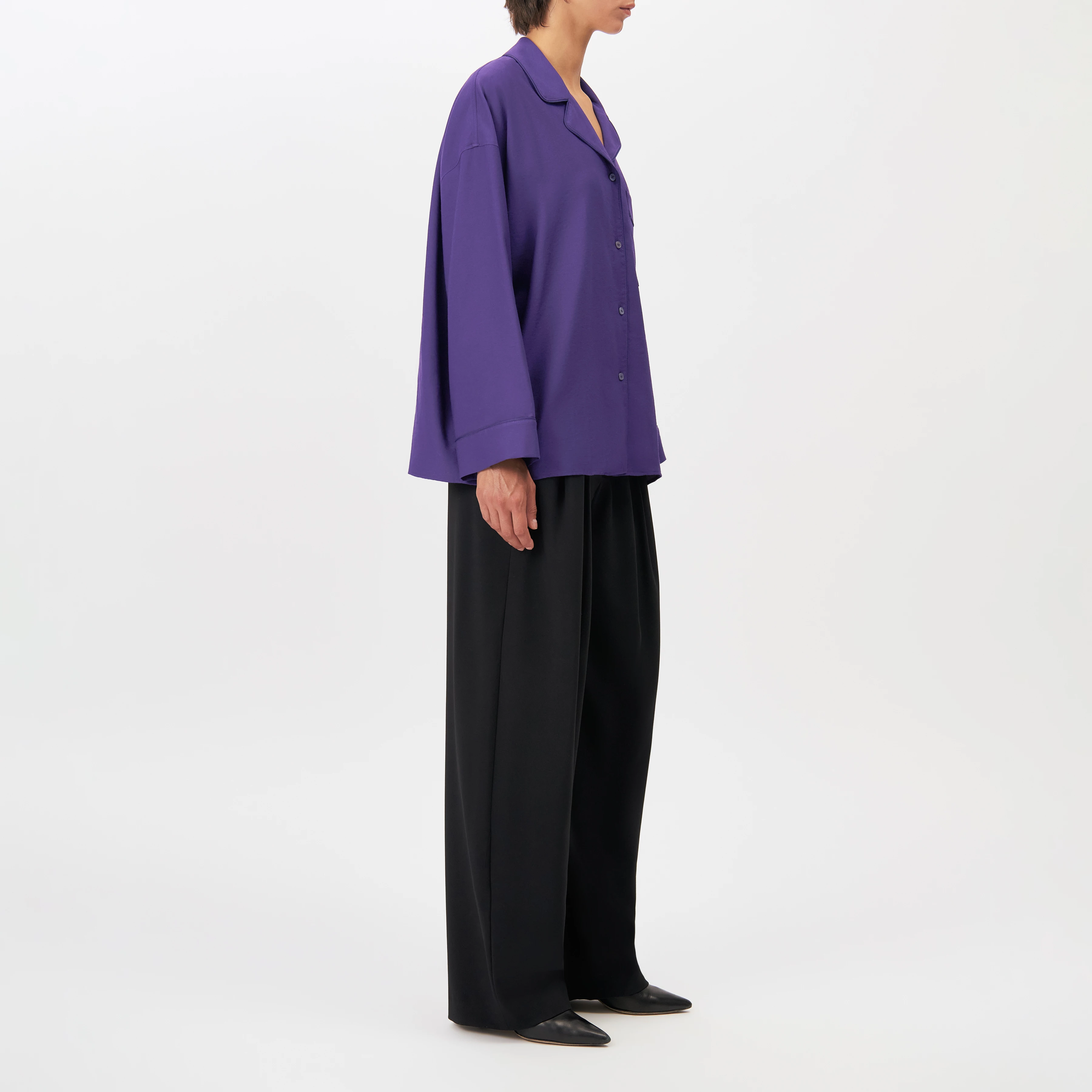 HELINA - Oversized viscose-blend shirt blouse - women - purple - Seitenansicht