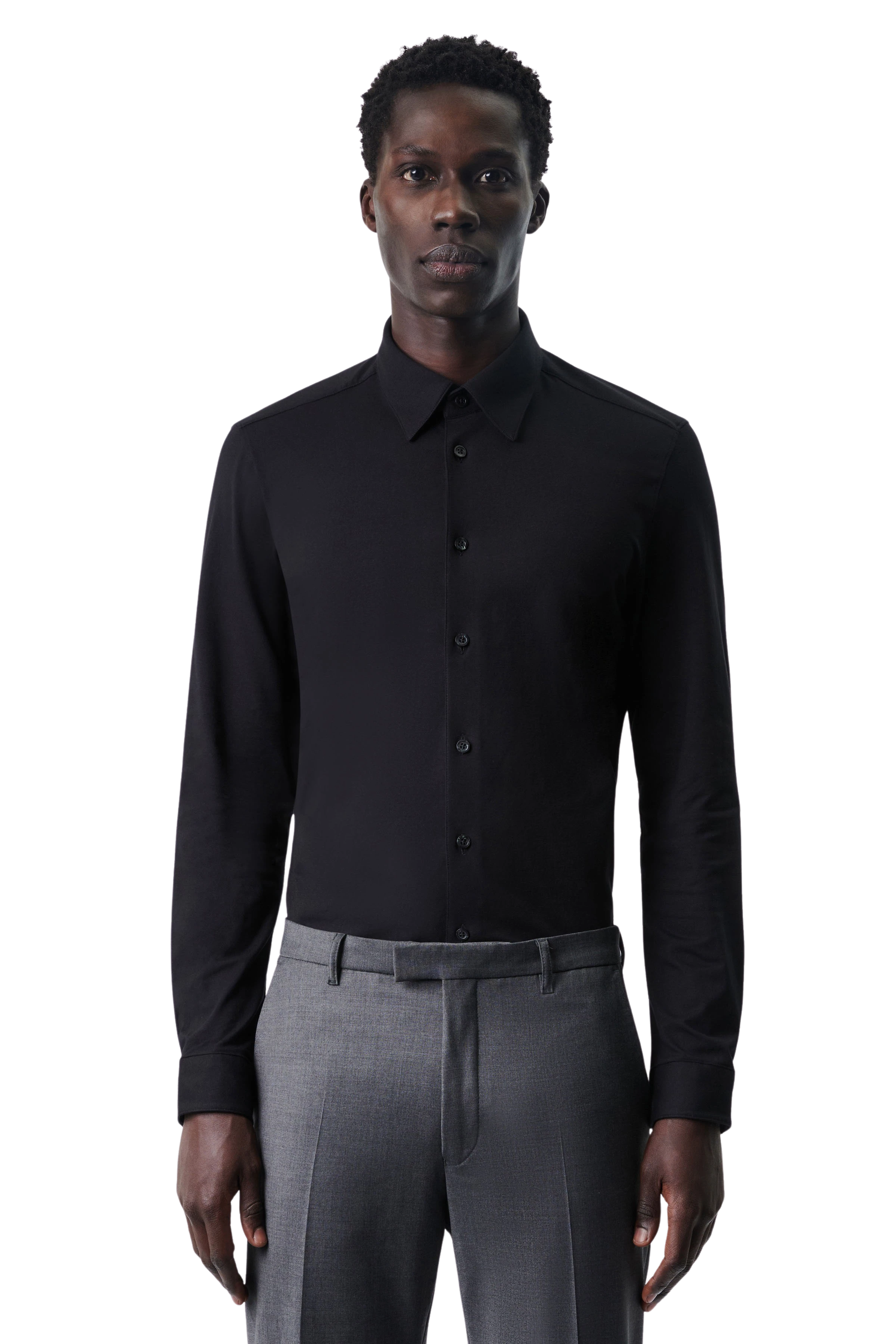 ZED - Classic tight-fit shirt in stretchy jersey - men - Natural Aluminium - Frontansicht