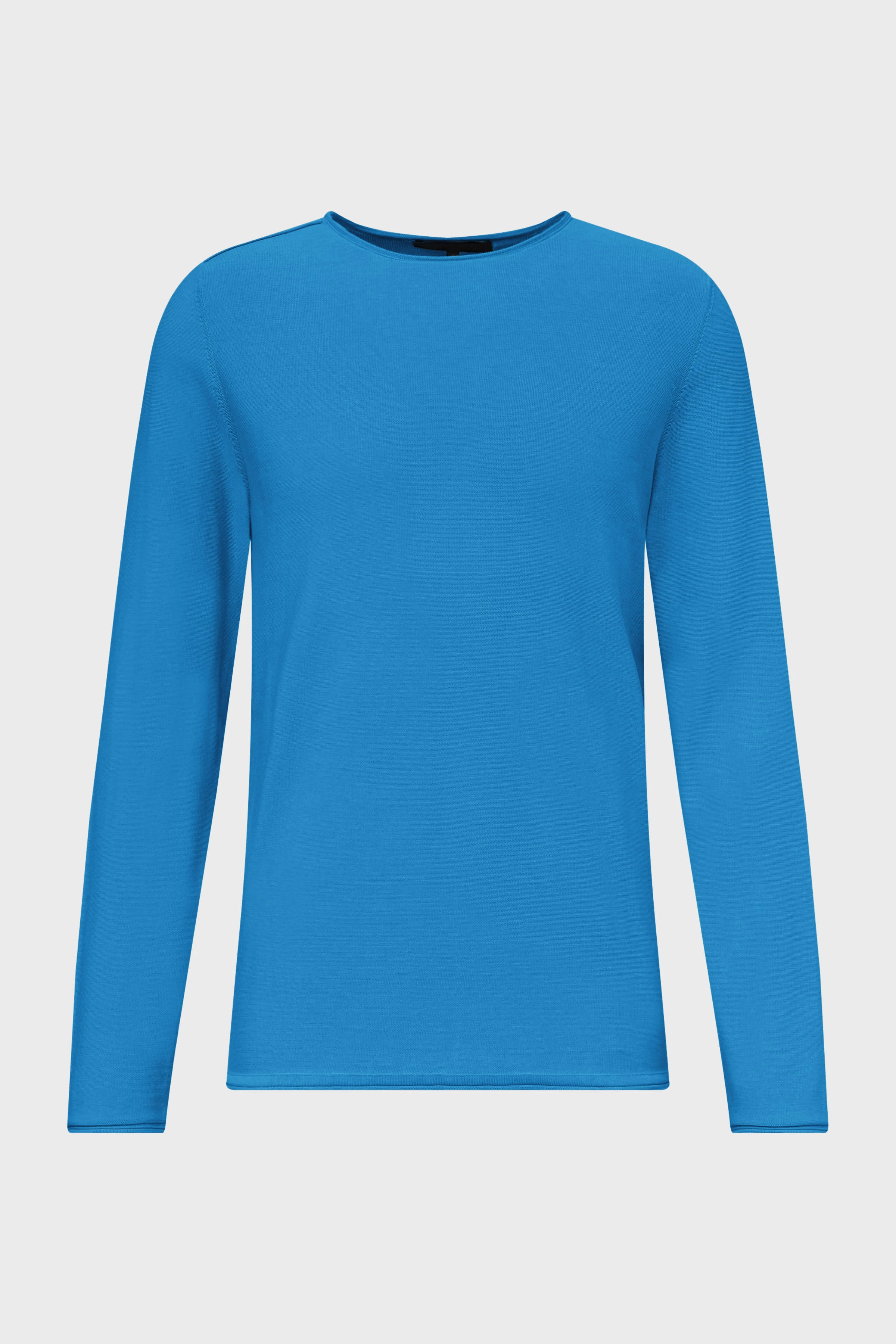 RIK - Sweater with rolled edges in pure cotton - men - blue - Freisteller Frontansicht