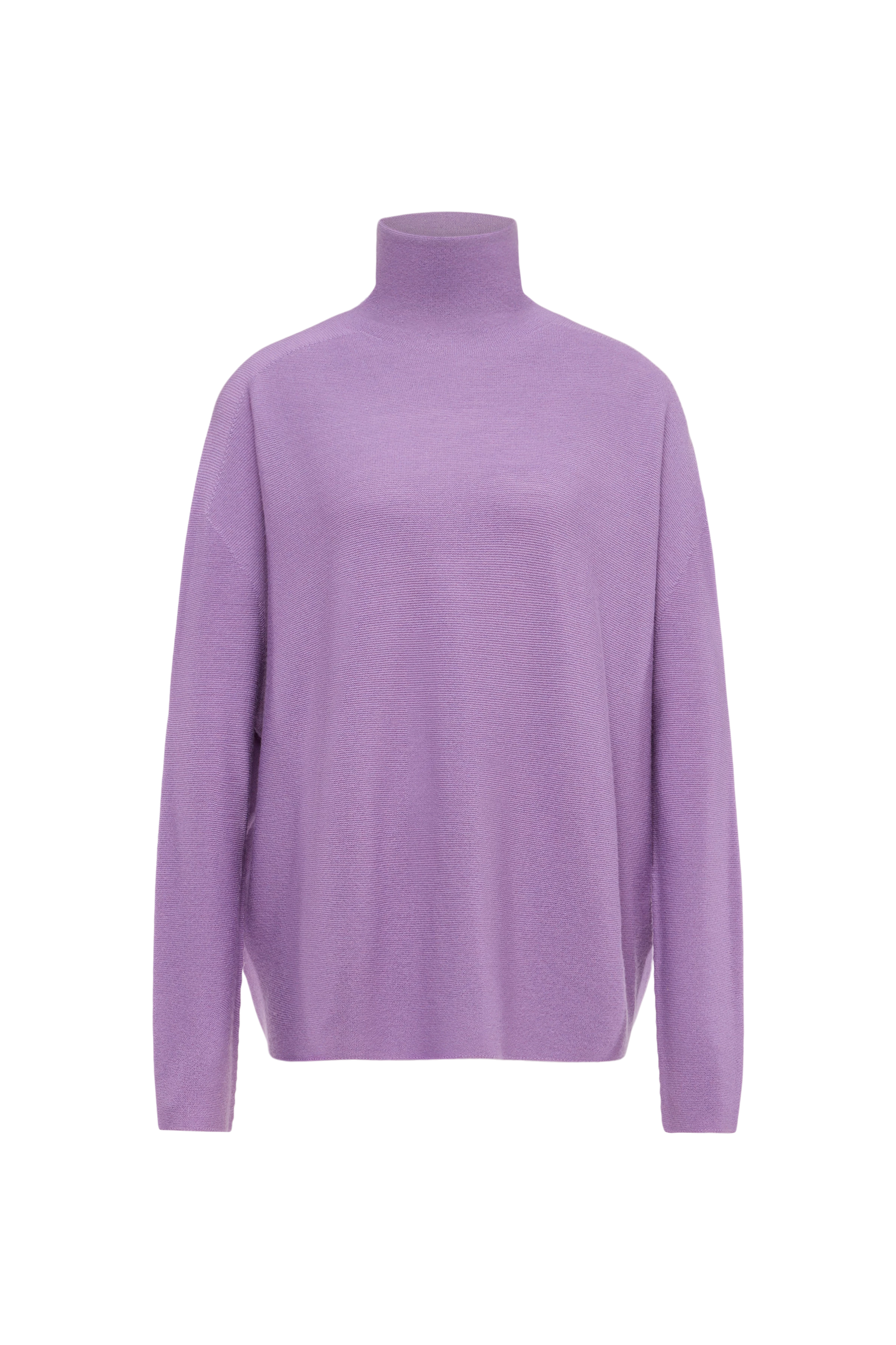 LIORA - Egg-Shape Rollkragenpullover in 100% Merinowolle - Damen - lila - Freisteller Frontansicht