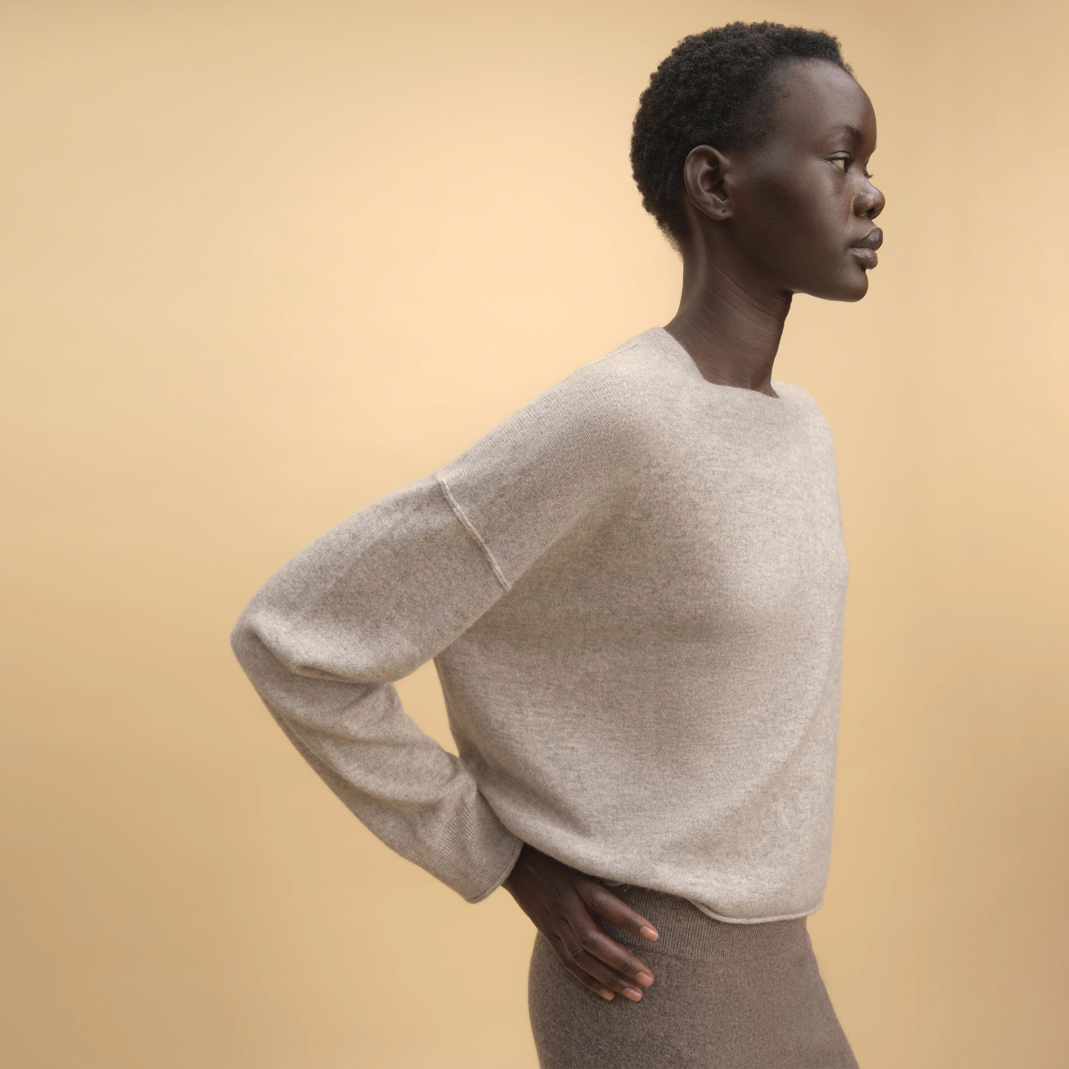 MALESE - Verkürzter Pullover in 100% Kaschmir - Damen - beige