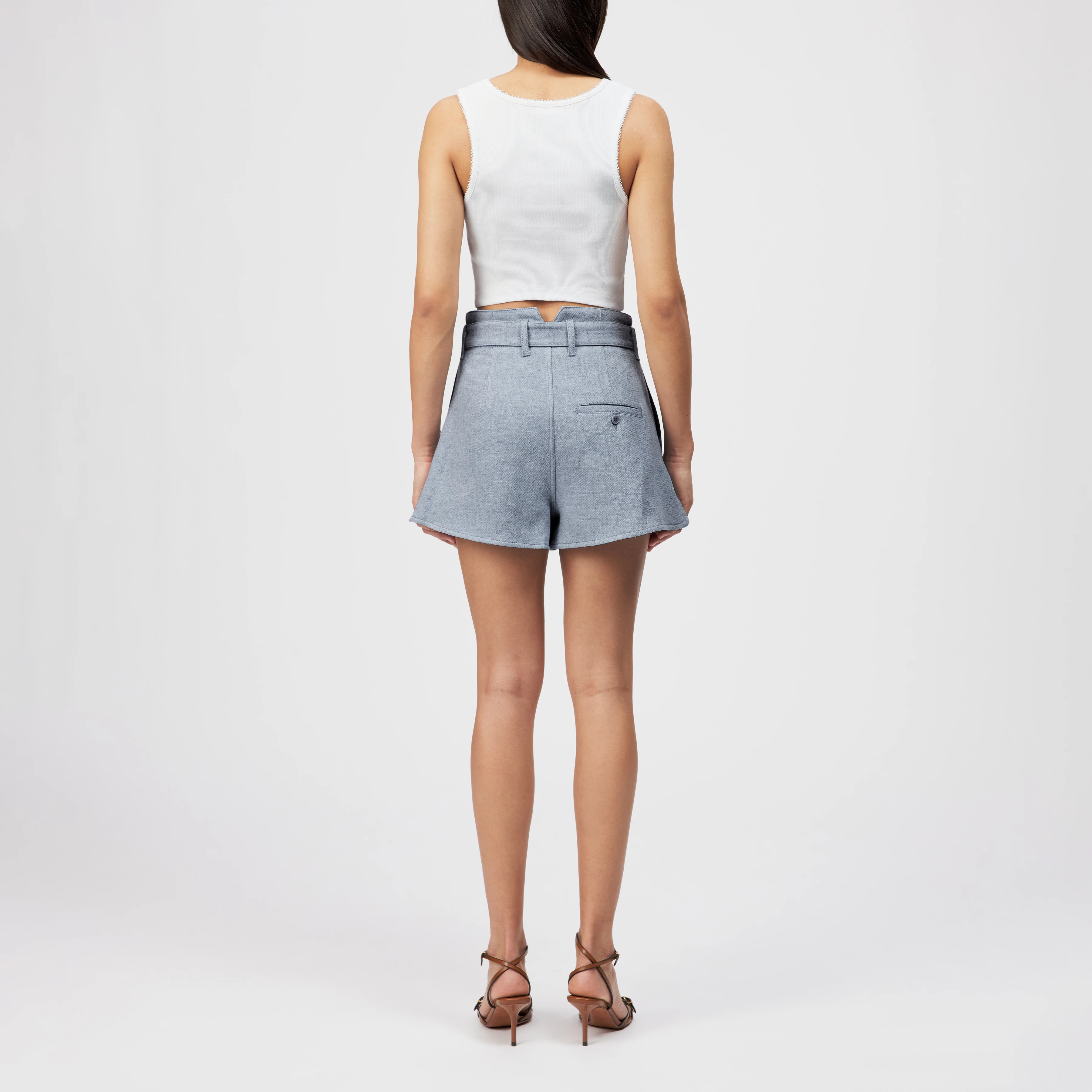 TIORA - Cropped cotton top with embroidered trim - women - white - Rückansicht