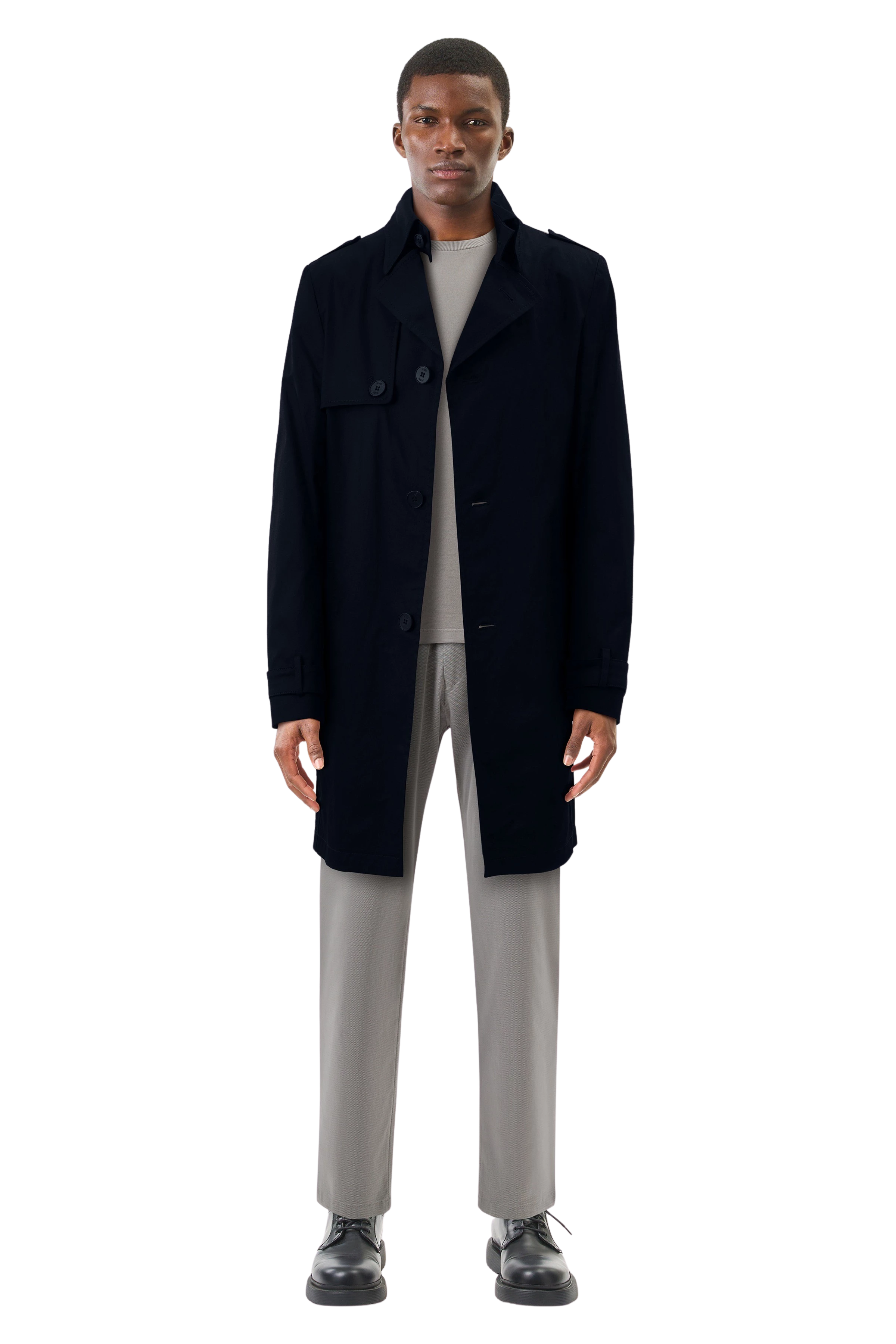 SKOPJE - Trenchcoat in Baumwoll-Gabardine - Herren - schwarz - Frontansicht