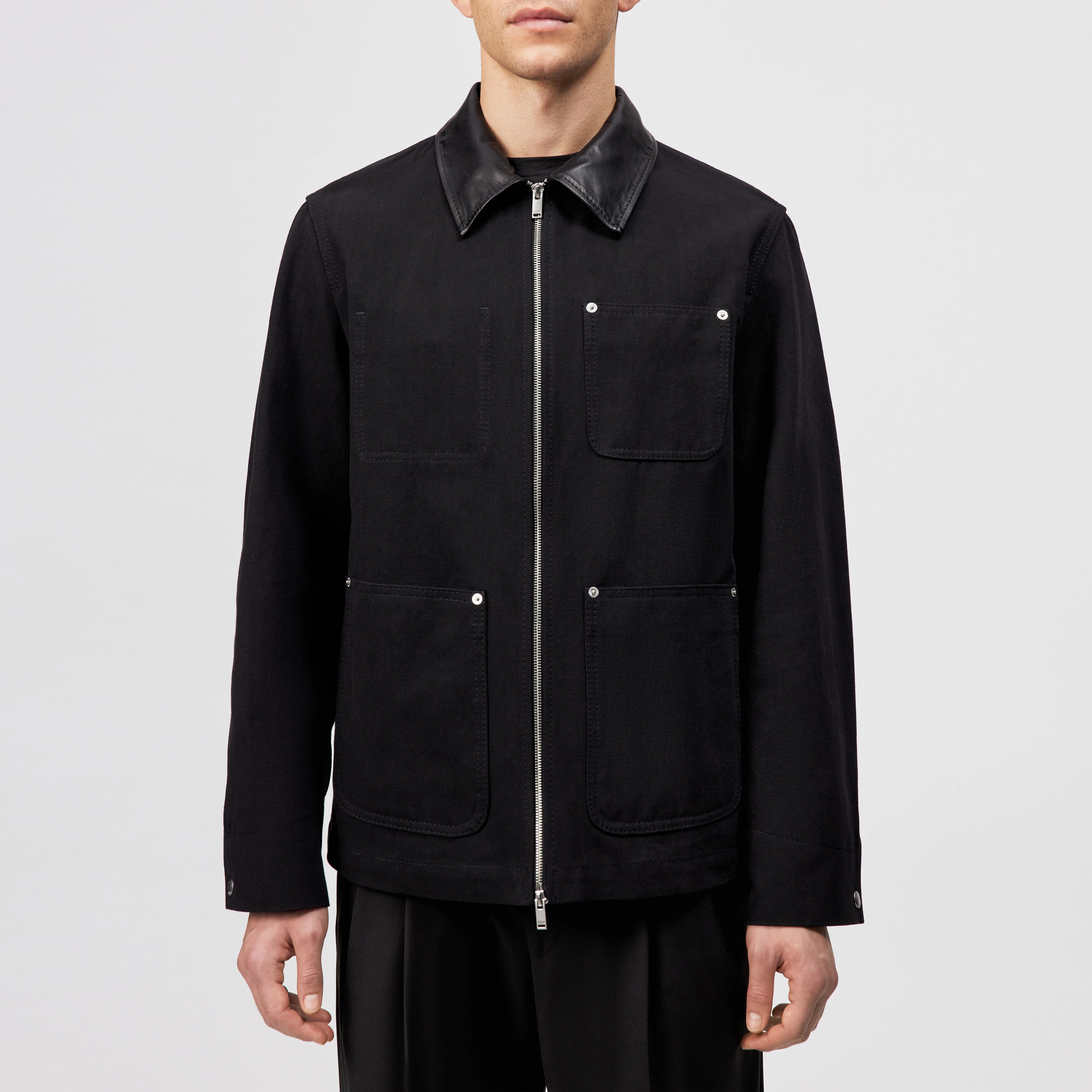 KALENO - Cotton-blend utility jacket. - men - black - Frontansicht