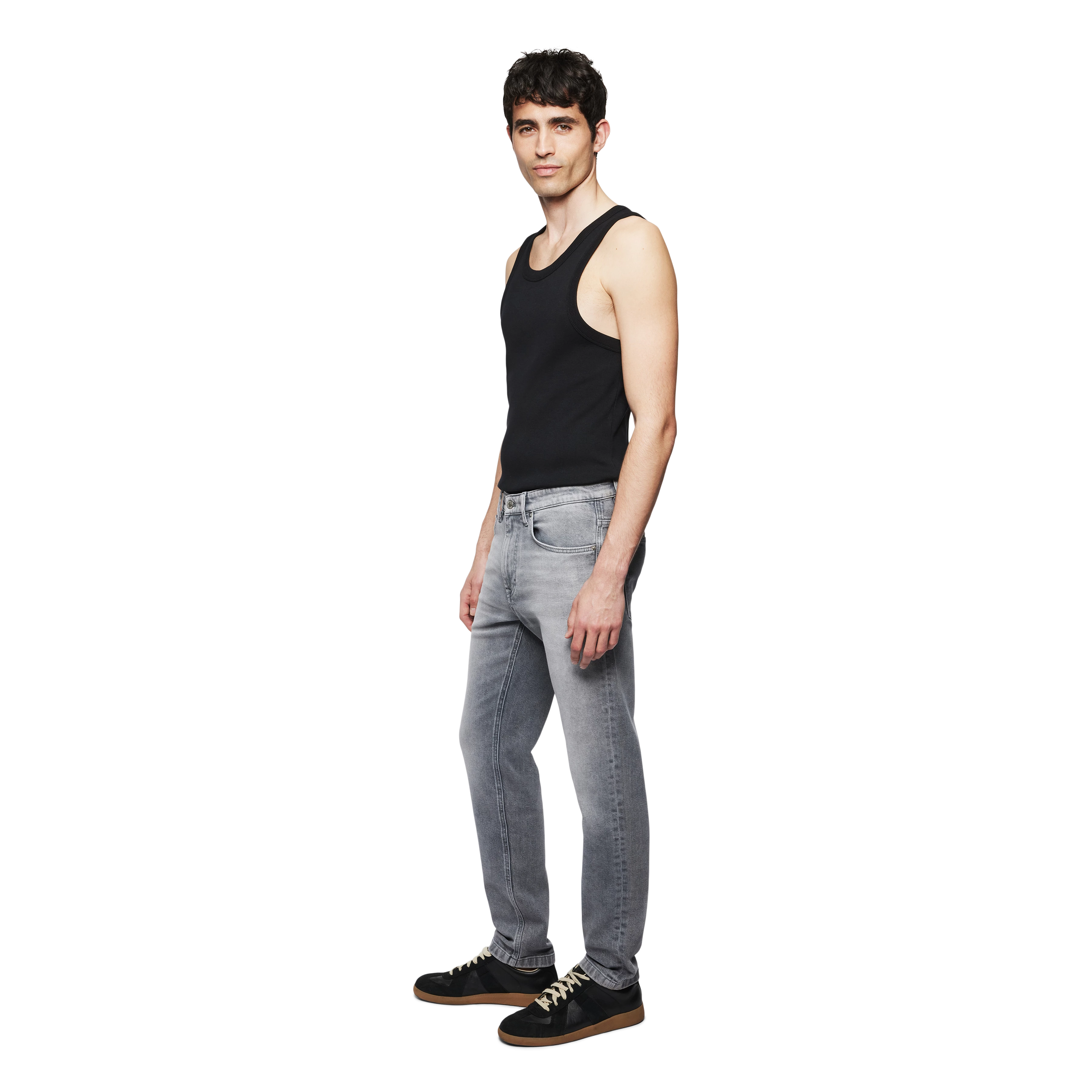 RICC - Slim Fit Jeans in Light-Grey Denim - Herren - grau - Seitenansicht