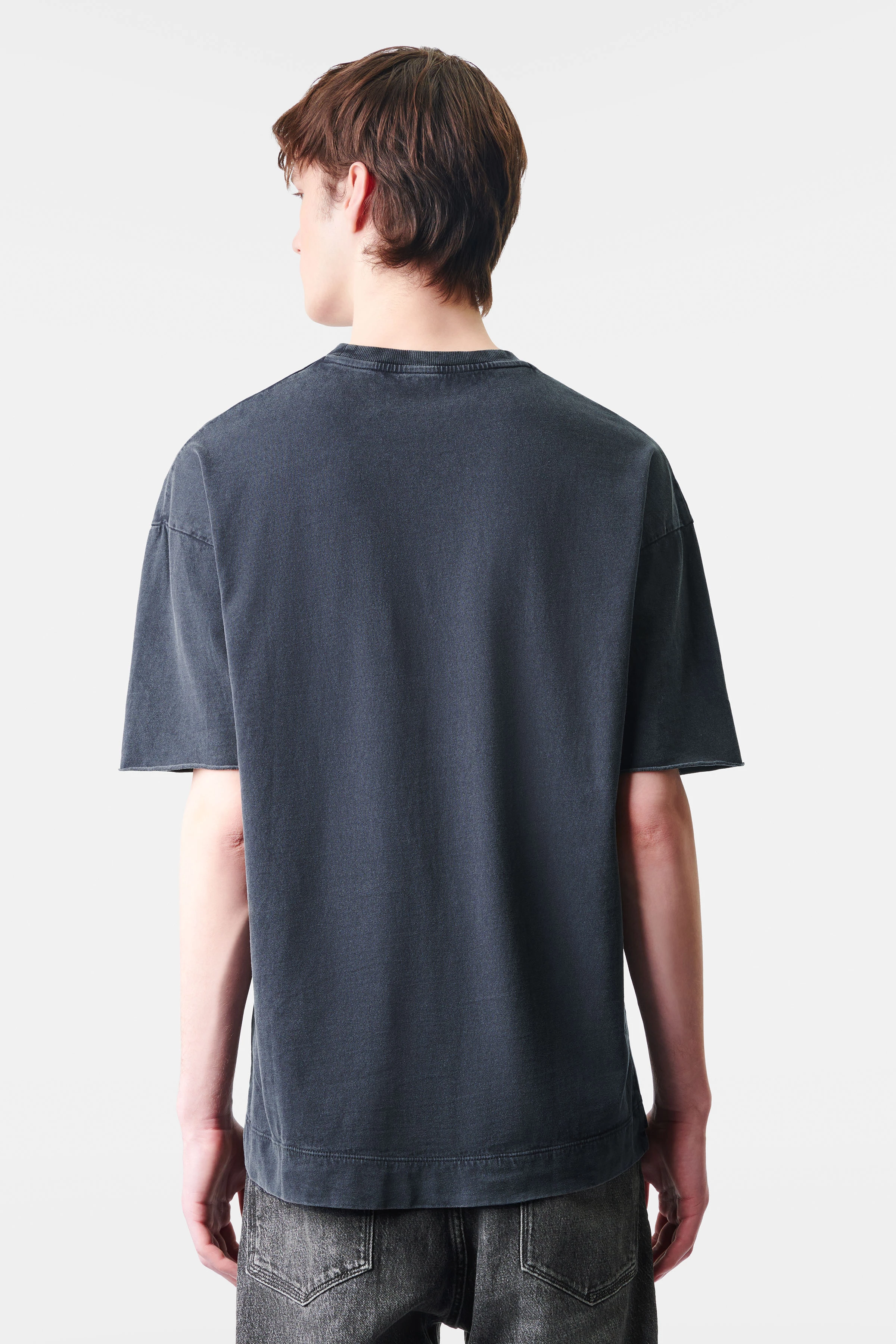 EROS - T-Shirt mit rollender Kante in Garment Dyed Baumwolle - Herren - grau - Rückansicht