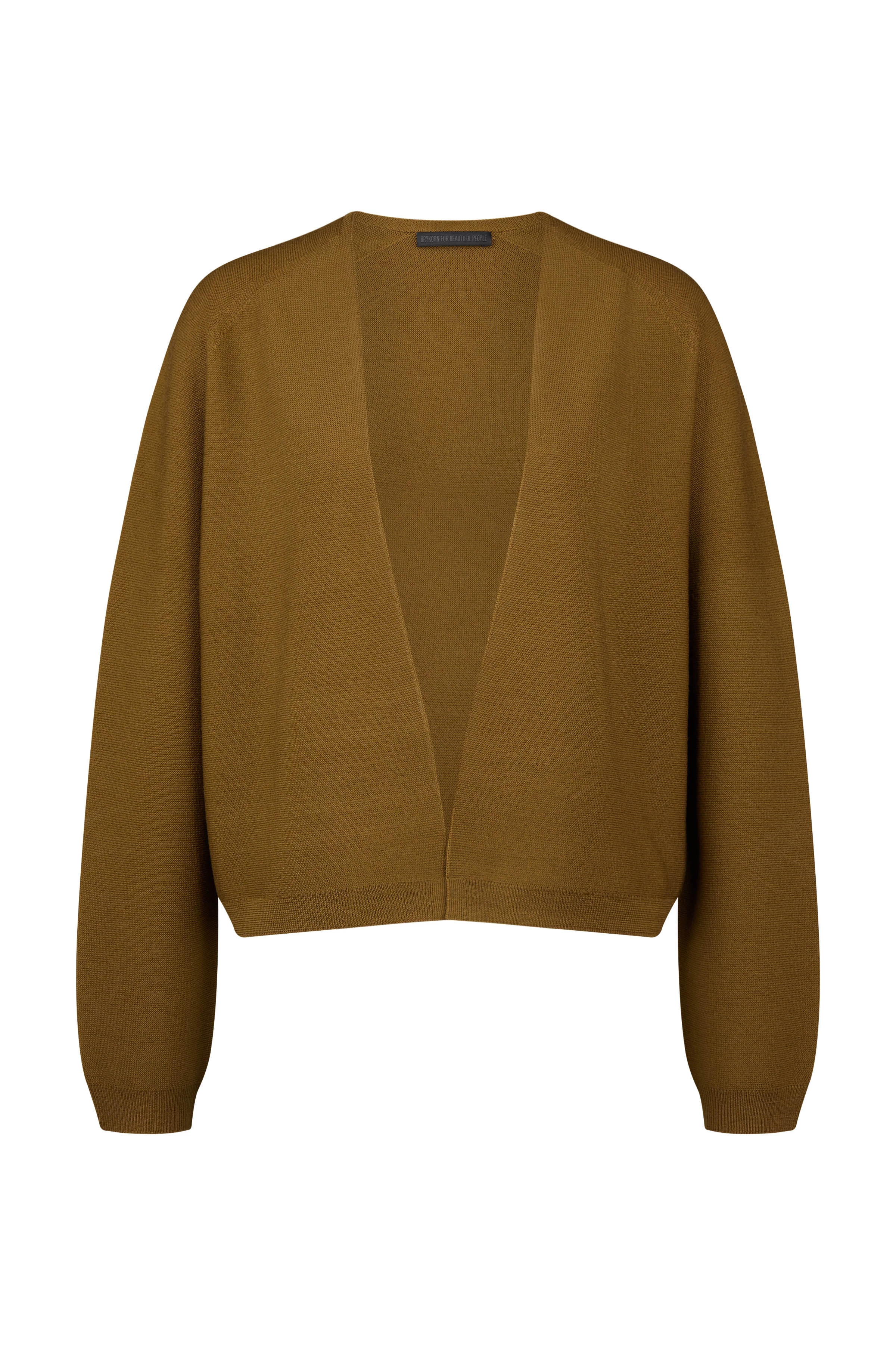 MANUMY - cleane Strickjacke in Merinowolle - Damen - braun - Freisteller Frontansicht