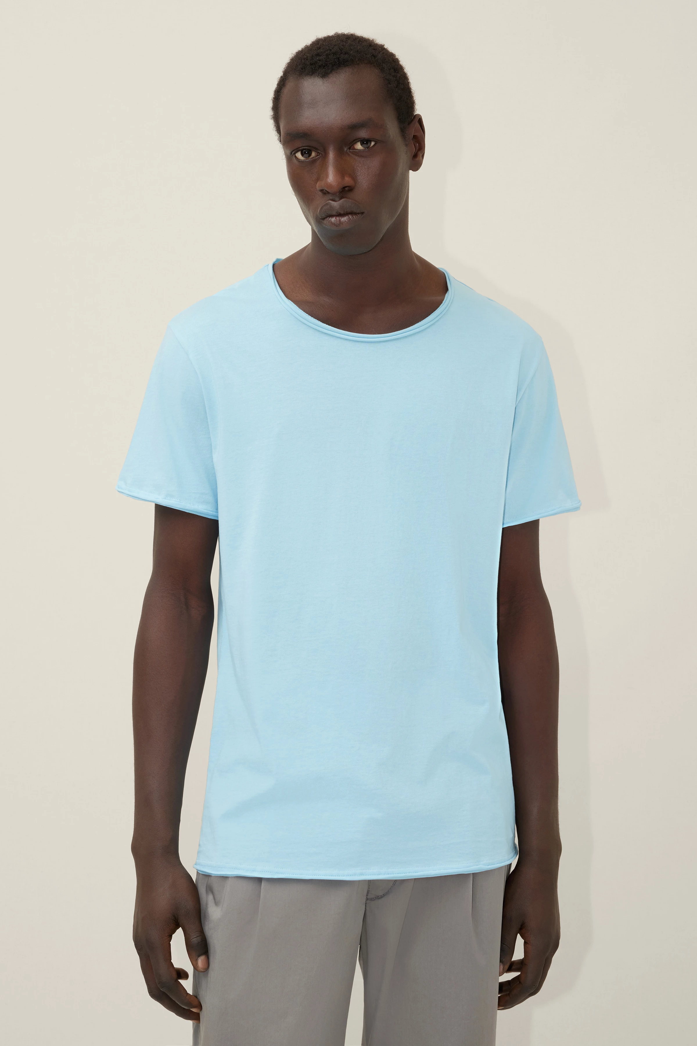 KENDRICK - Løs T-shirt i bomuld - men - blå - Frontansicht