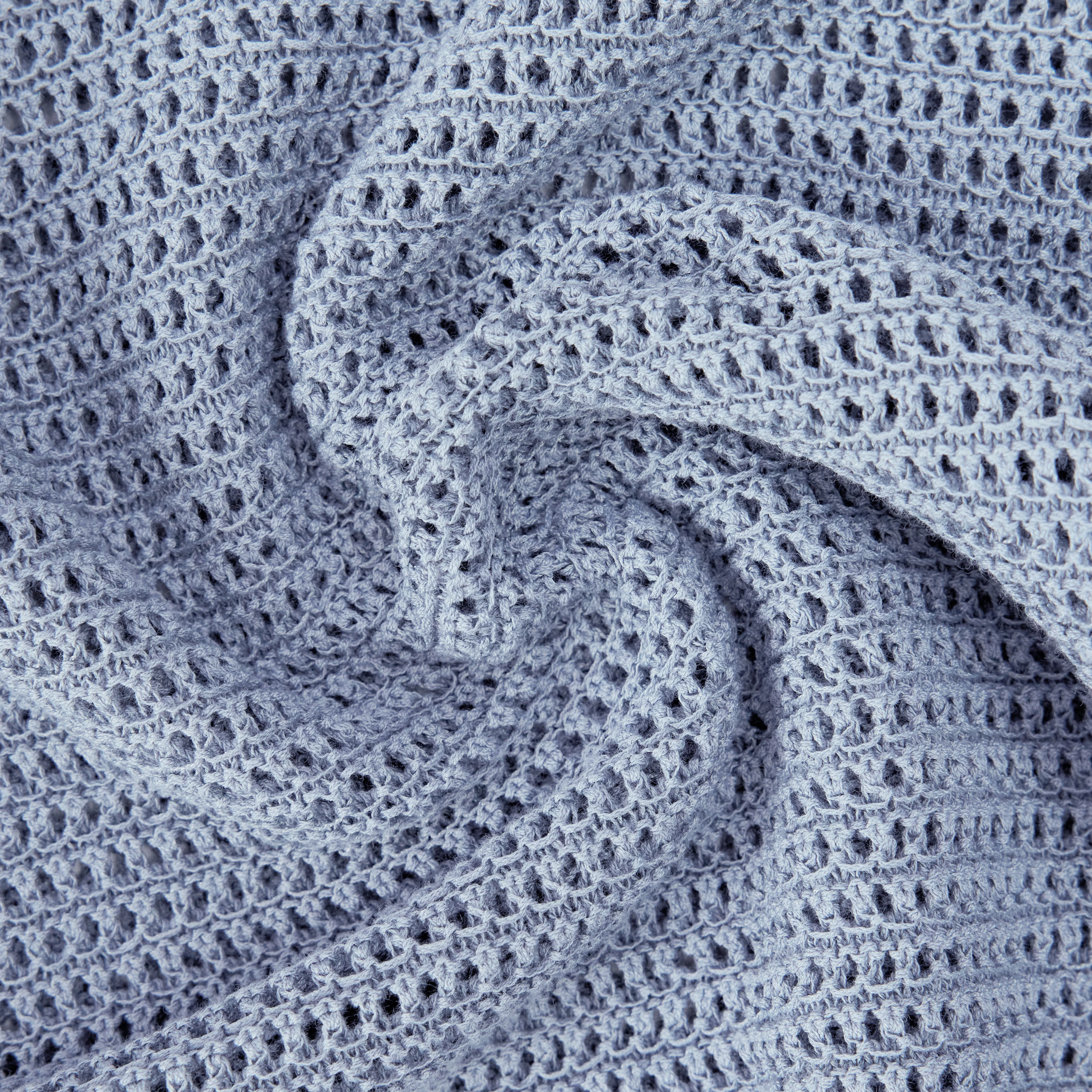 SANIDY - Chunky knit short sleeve in cotton blend - women - blue - Materialbild (B2C)