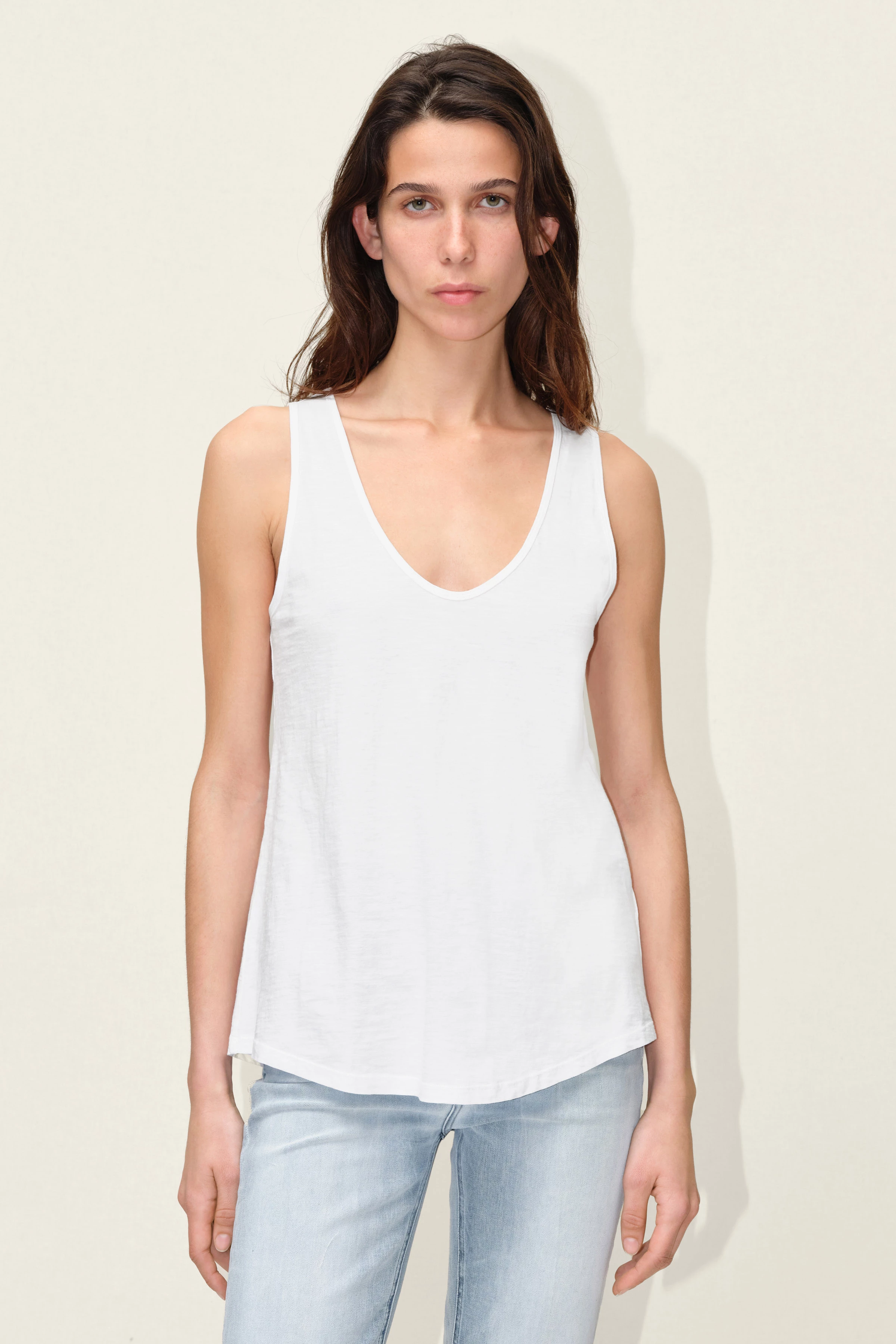 SAIMI - Jerseytop aus Baumwolle - Damen - weiß - Frontansicht