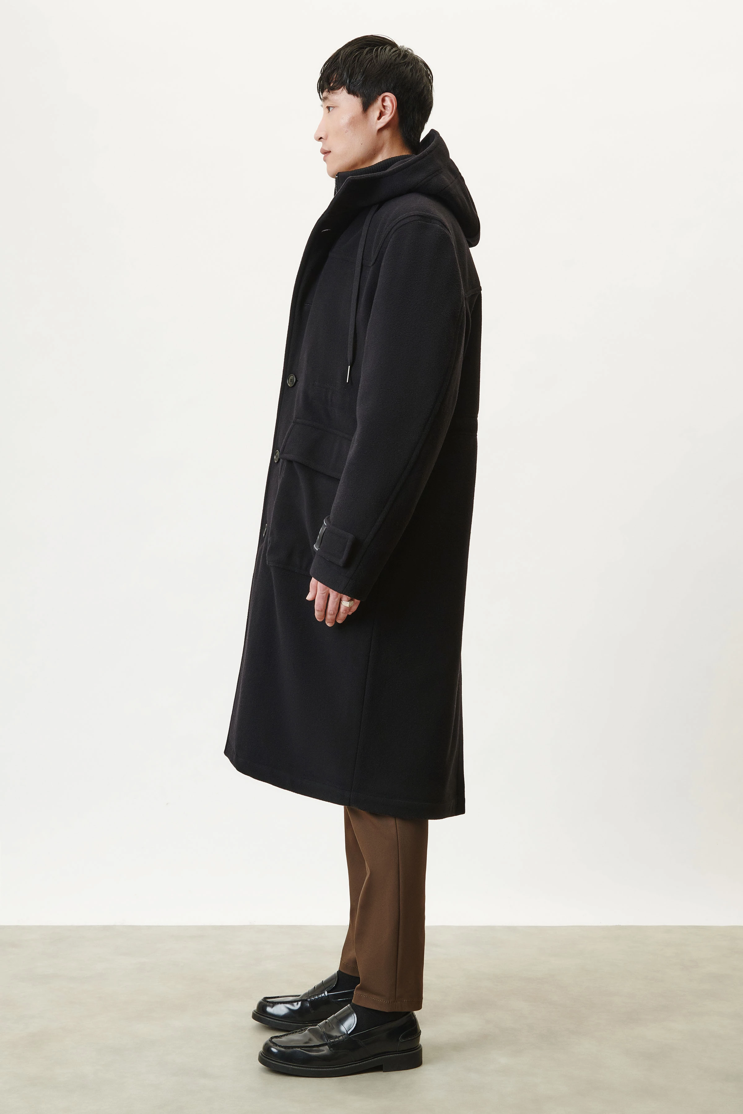 LORION - Parka met kap in wol fleece - heren - zwart - Seitenansicht