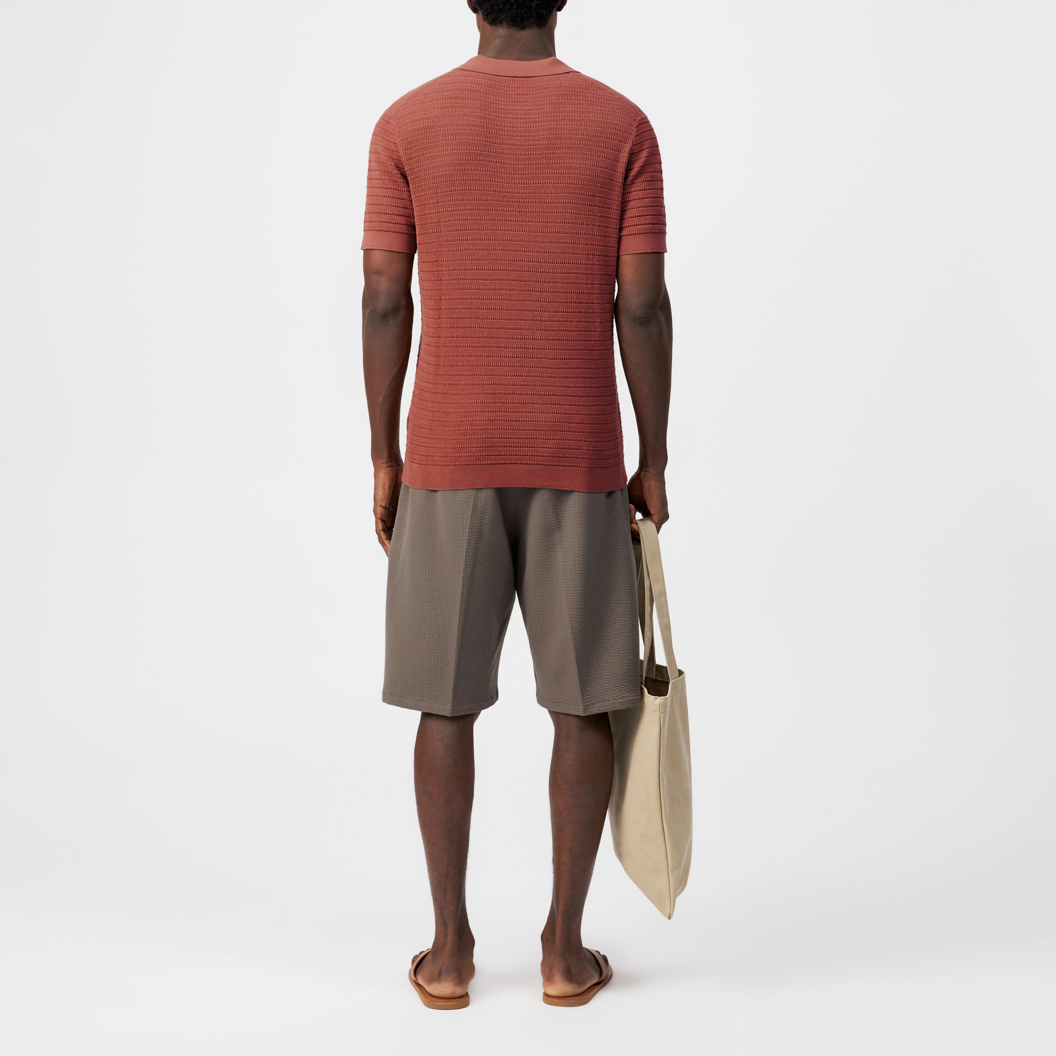 BRAIAN - Gebreide polo in gemerceriseerd katoen - heren - oranje - Rückansicht