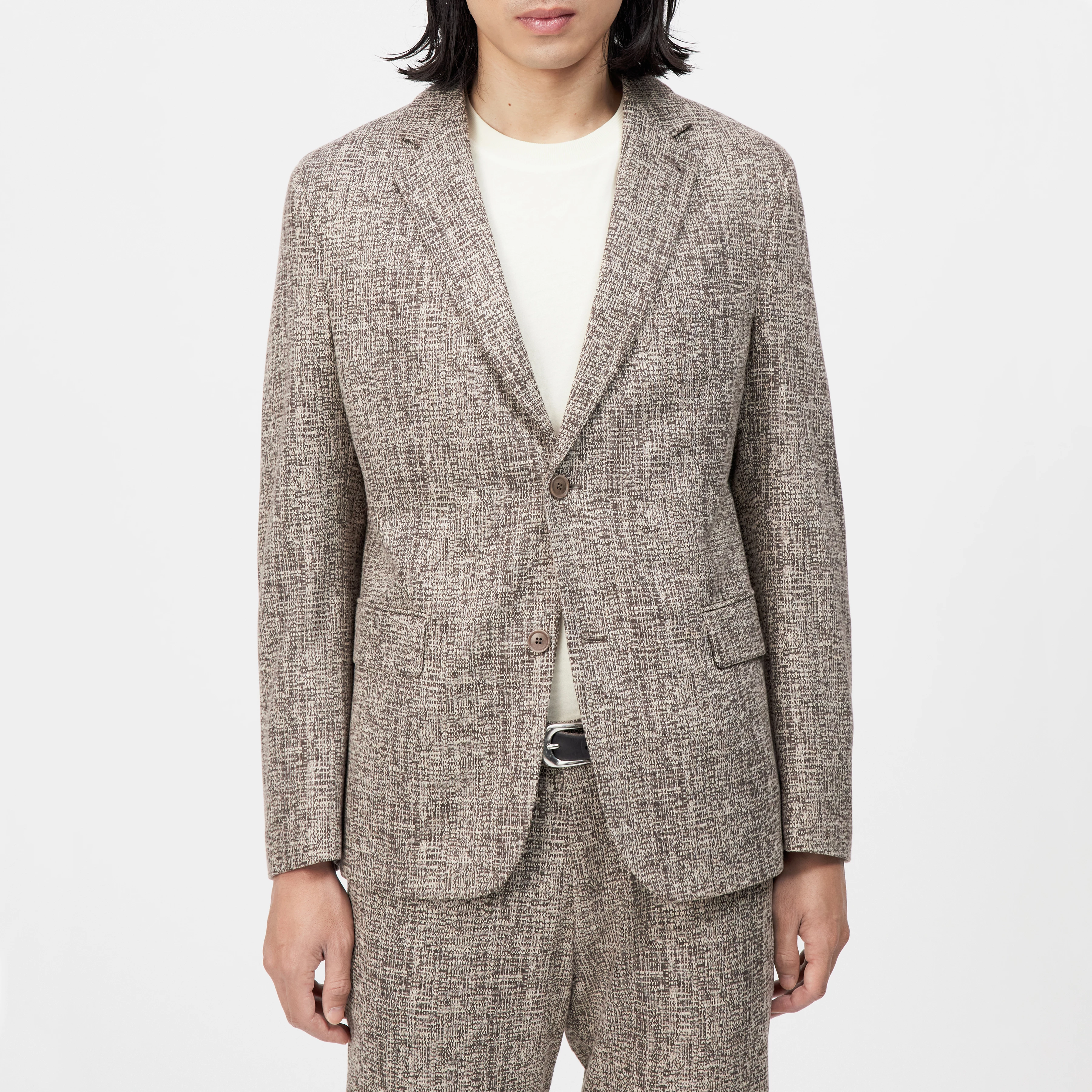 YAMES - Single-breasted jacket in viscose blend - men - brown - Frontansicht