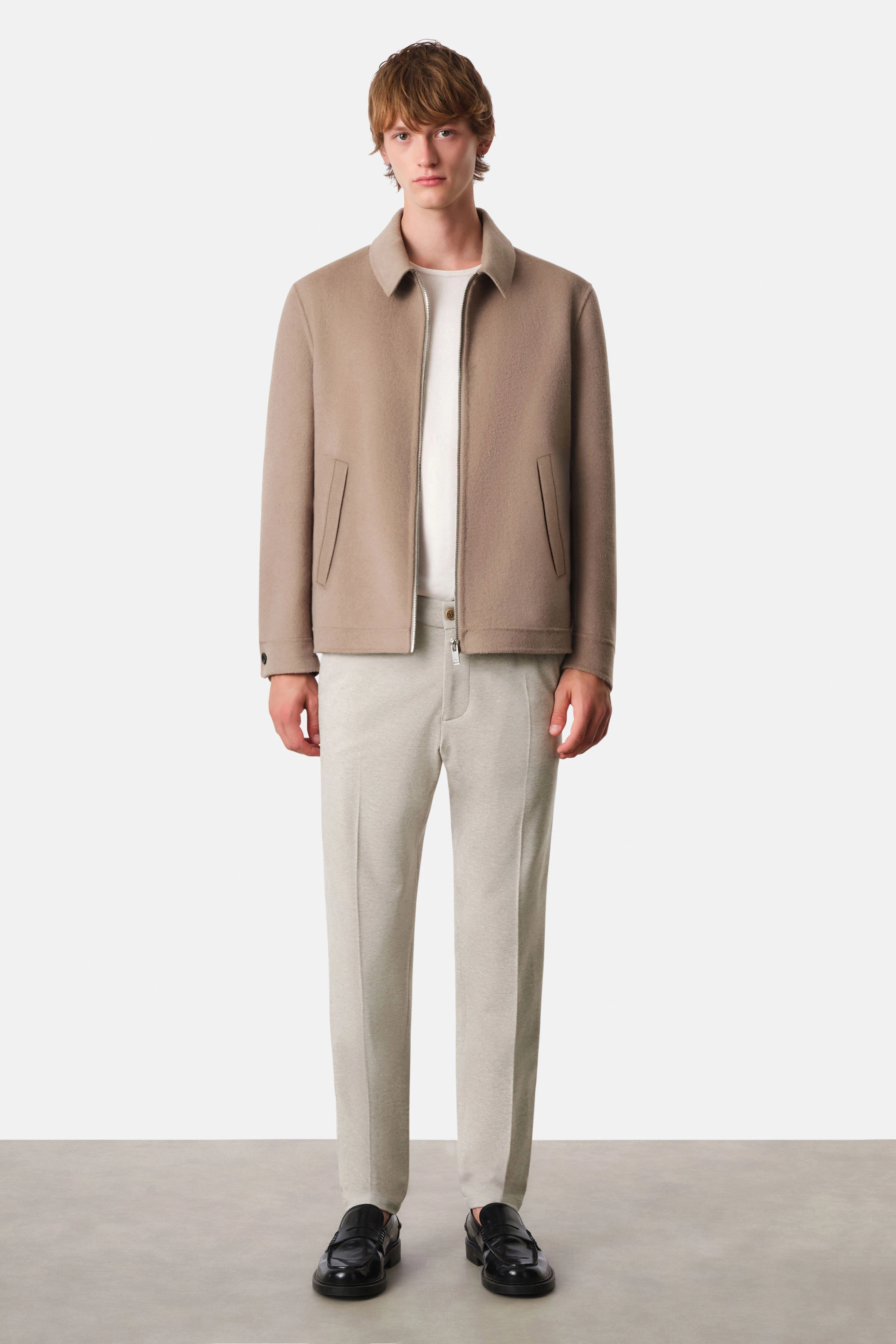 RIKKA - Blouson jacket in wool blend - men - beige - Ganzkörper-Frontansicht