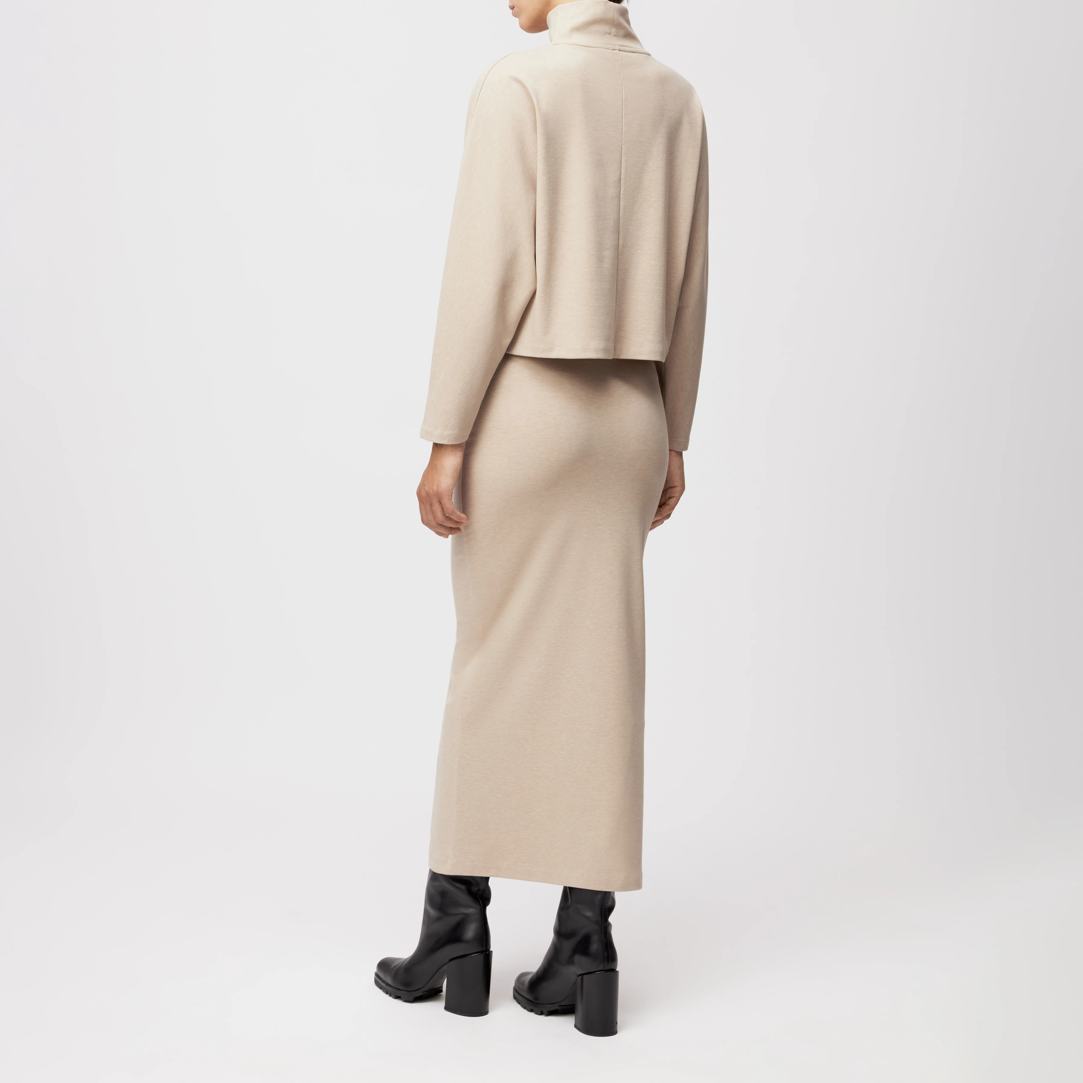 ASIRAL - Batwing Shirt in Lyocell-Mix mit Wolloptik - Damen - beige - Rückansicht