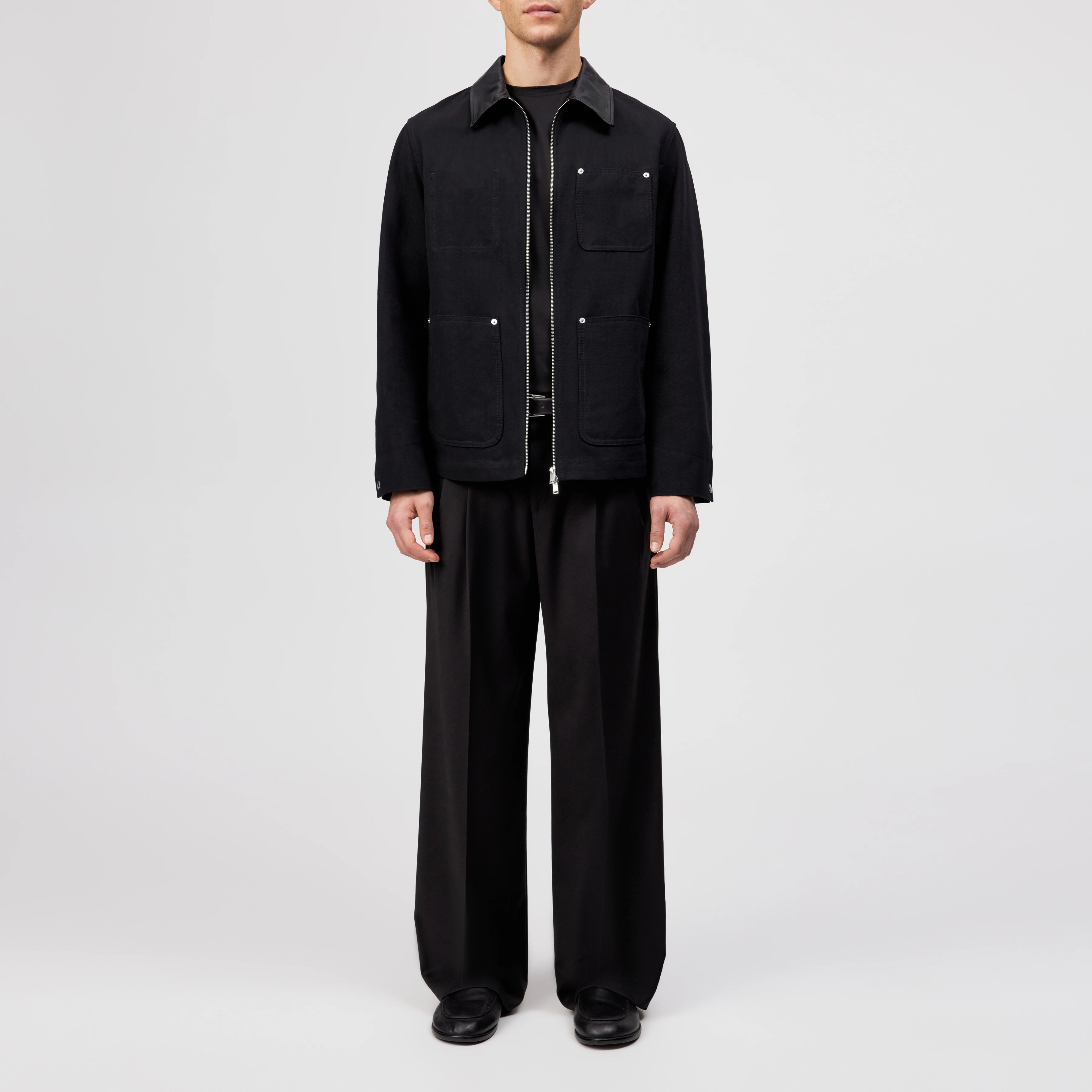 KALENO - Cotton-blend utility jacket. - men - black - Ganzkörper-Frontansicht