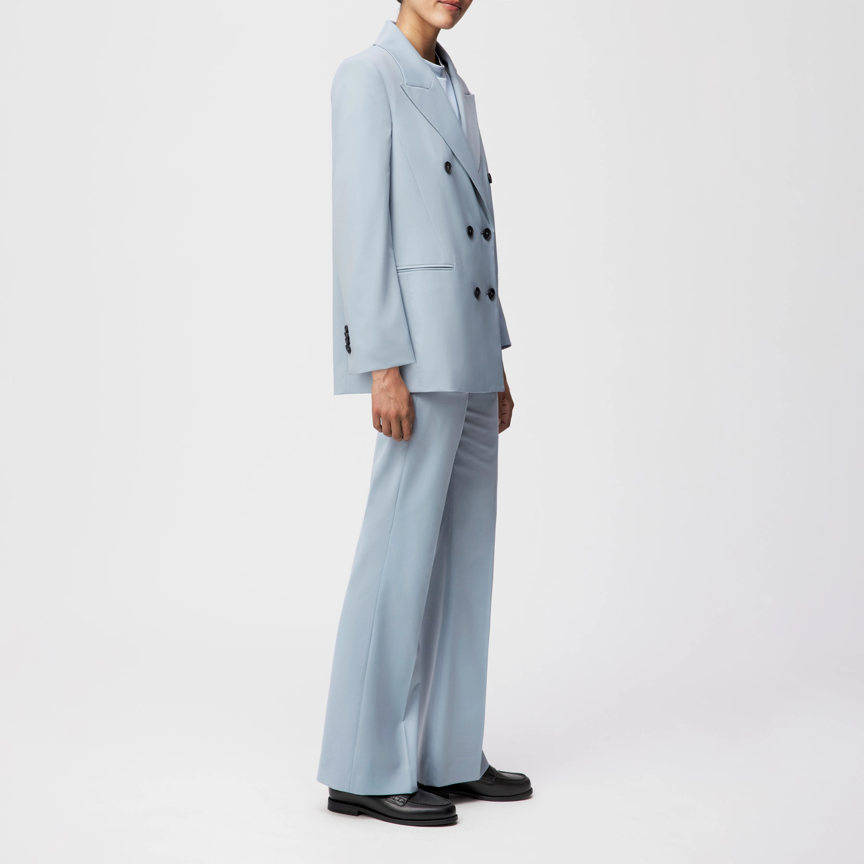 MOSSTON - Blazer mit Schulterbetonung in Twill - Damen - blau - Seitenansicht