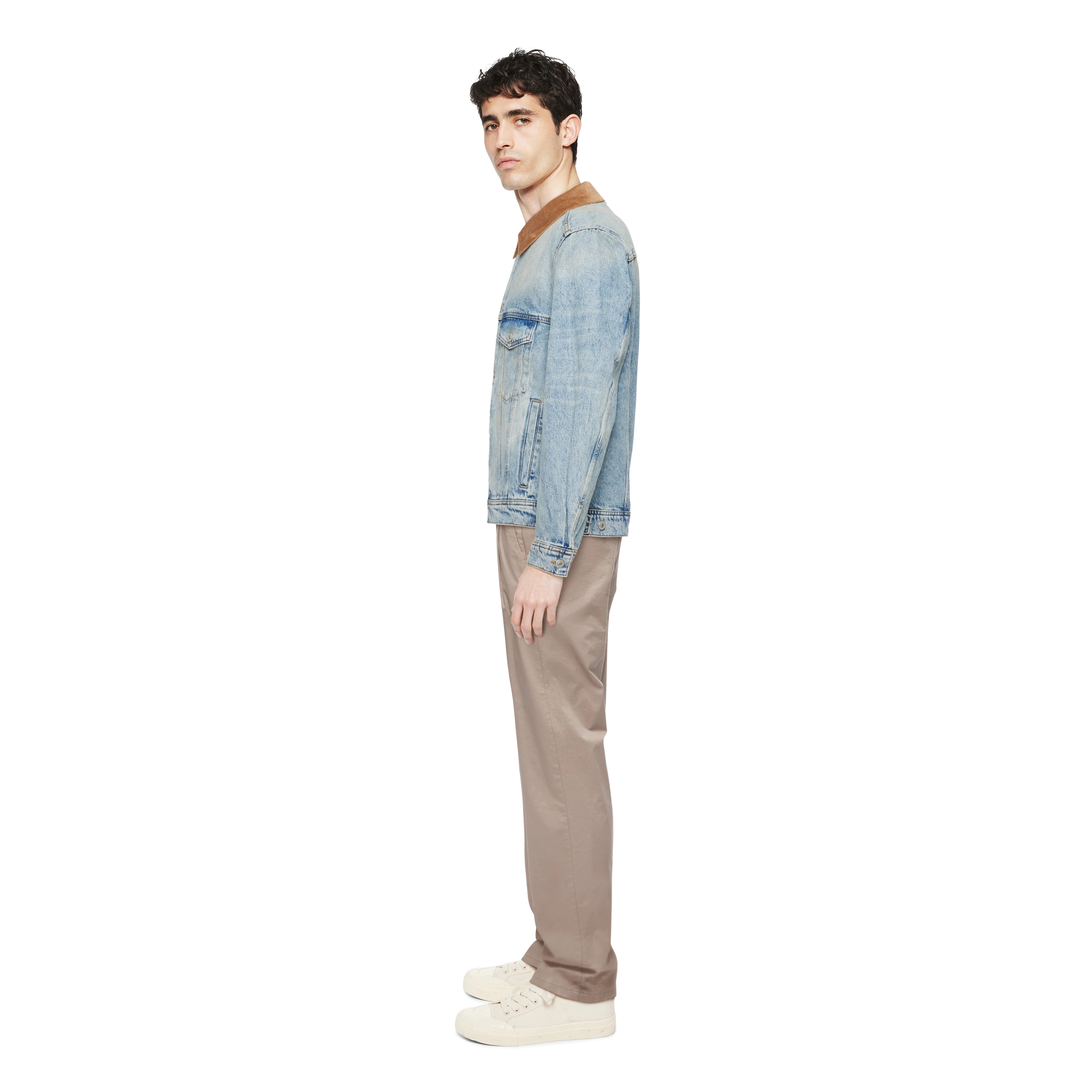 CESCON_K - Truckerjas in authentieke vintage wassing - heren - blauw - Seitenansicht